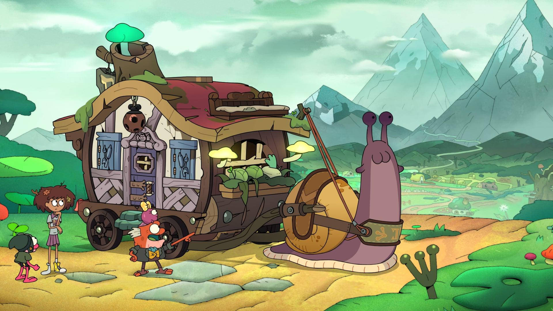 Amphibia, snail house, mushroom-adorned wagon, Full HD Desktop Wallpaper