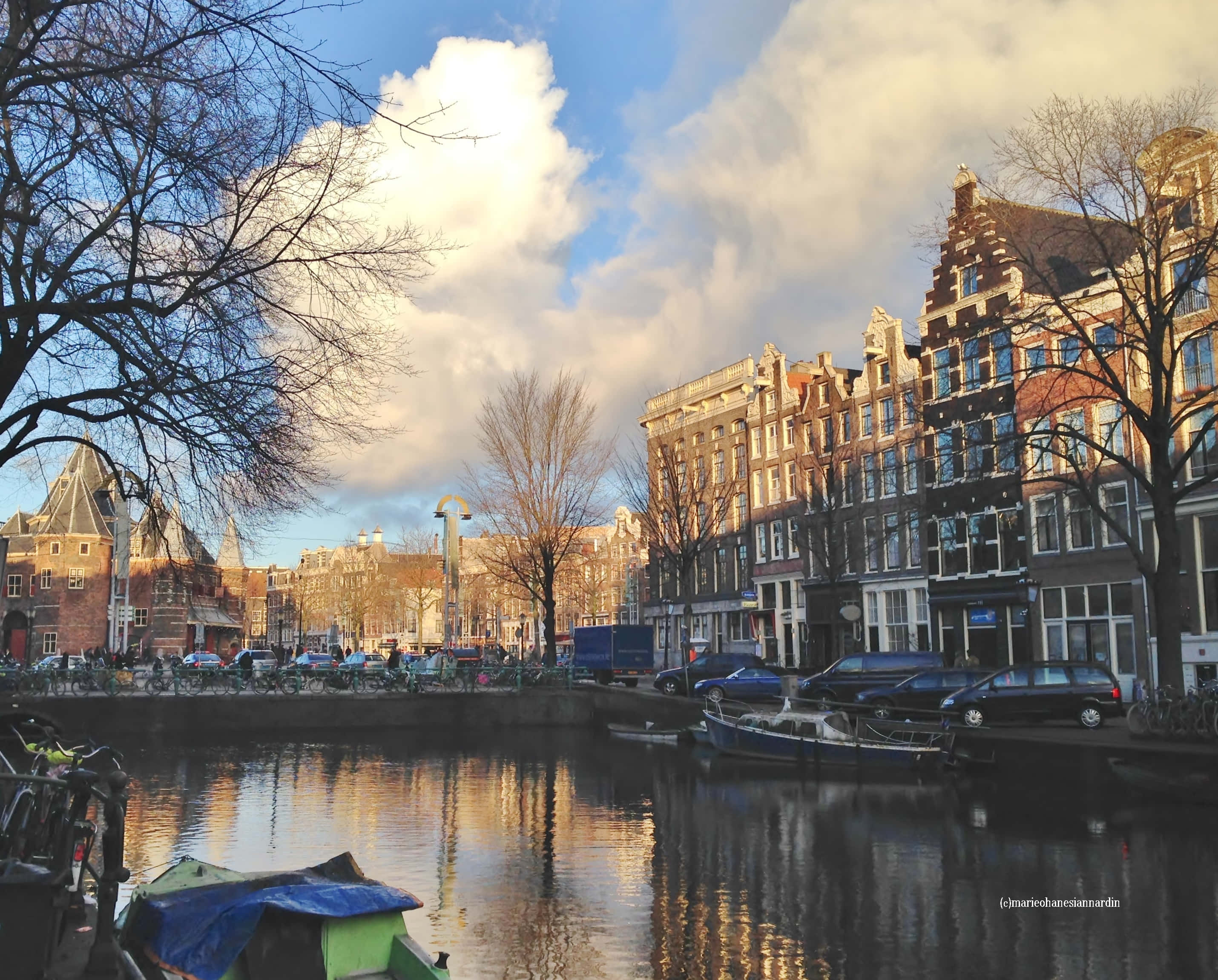 Amsterdam, canal, Spring, 2K Desktop Wallpaper