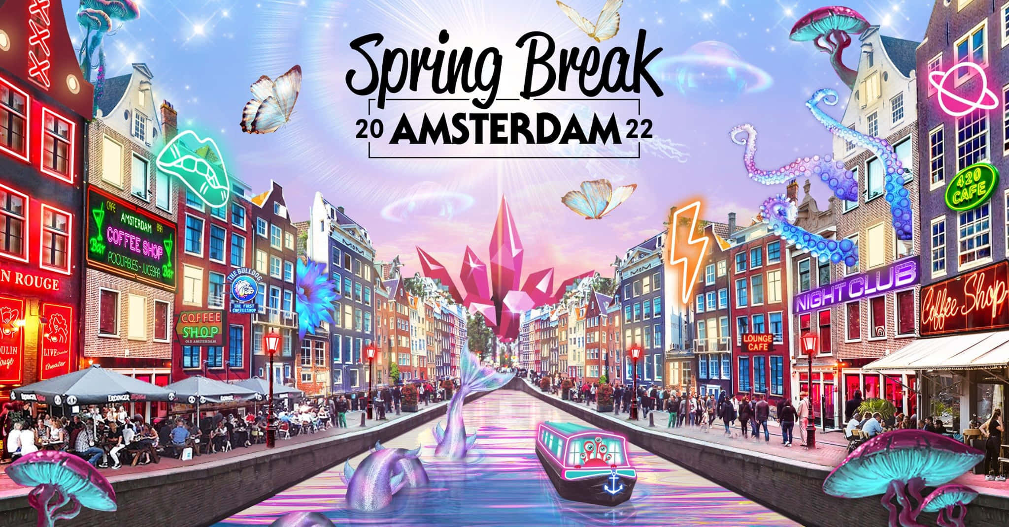 Amsterdam, Spring, canal scene, Full HD Desktop Wallpaper