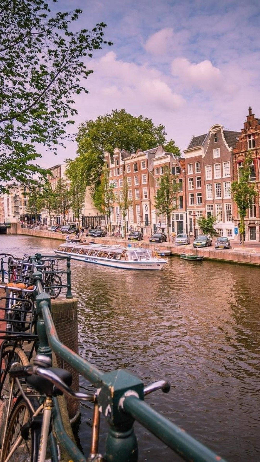 Amsterdam, canal, gabled buildings, Full HD Phone Wallpaper