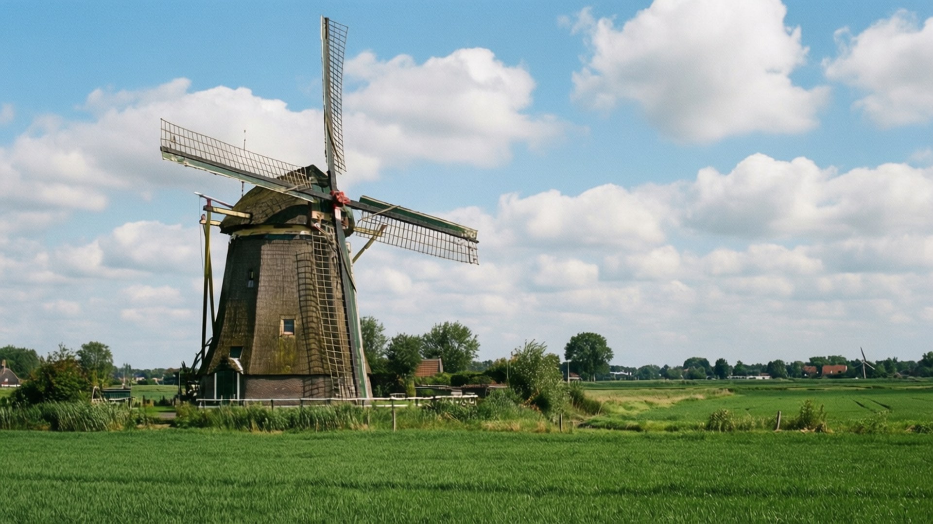 Amsterdam, windmill, wooden, Full HD Desktop Wallpaper