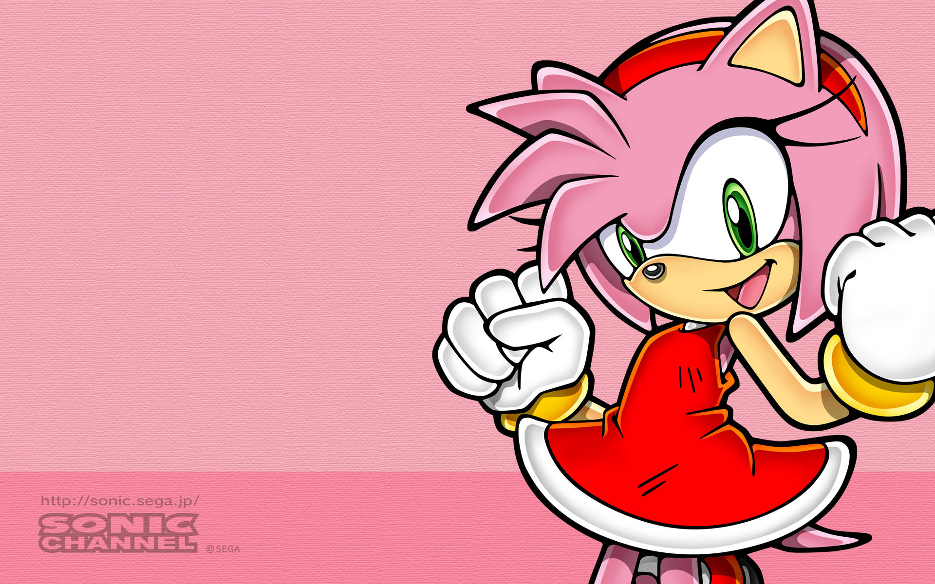 Amy Rose, pink hedgehog, red dress, Full HD Desktop Wallpaper