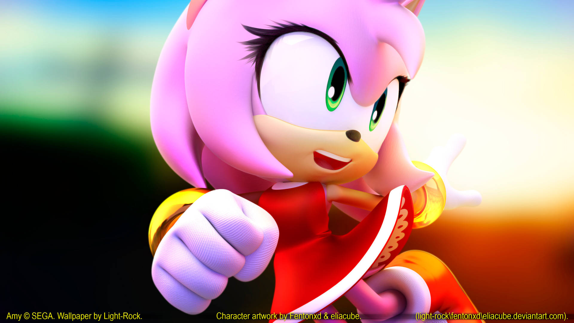 Amy Rose, pink hedgehog, green eyes, Full HD Desktop Wallpaper