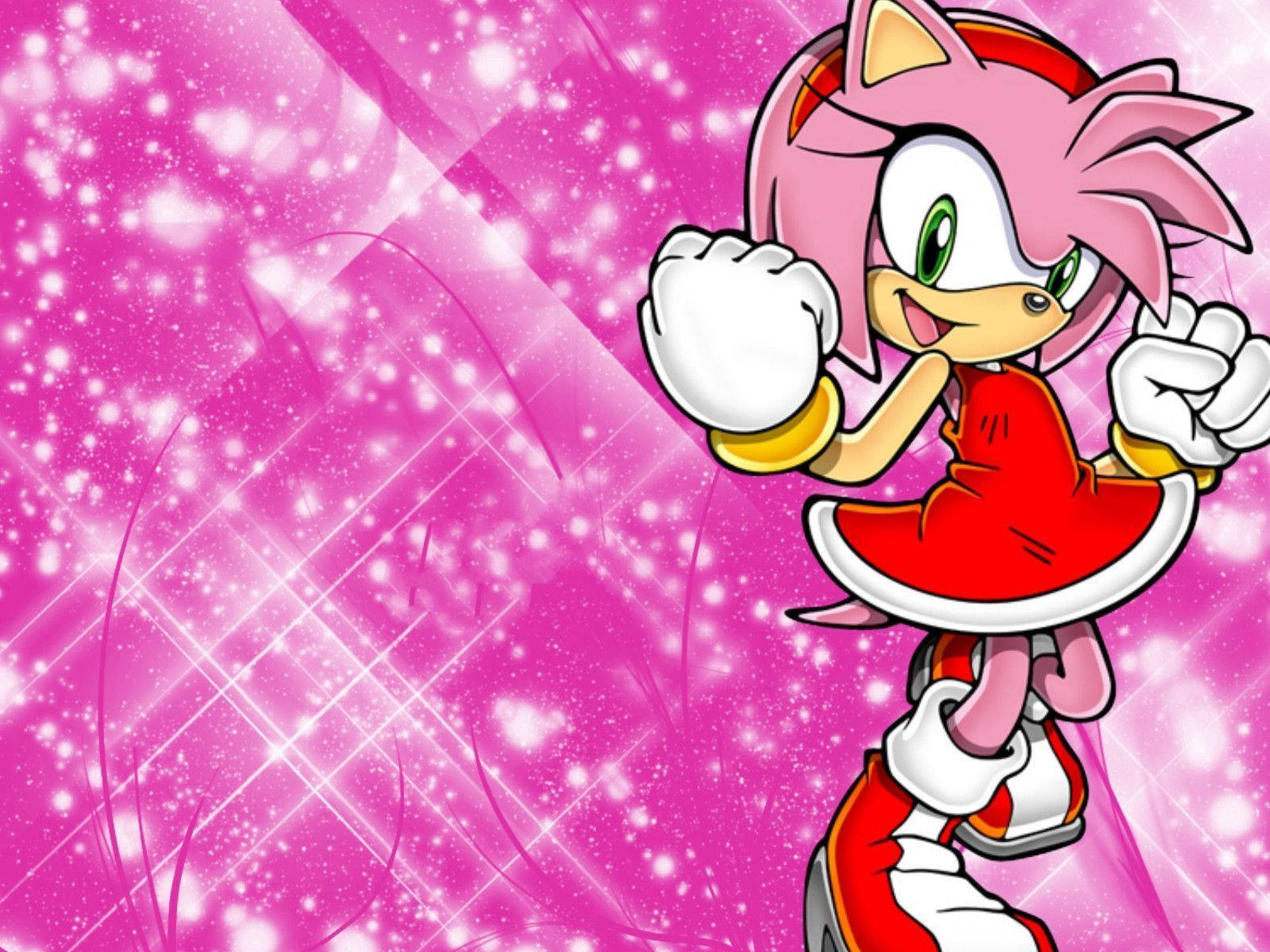 Amy Rose, pink glitter, red dress, HD Desktop Wallpaper