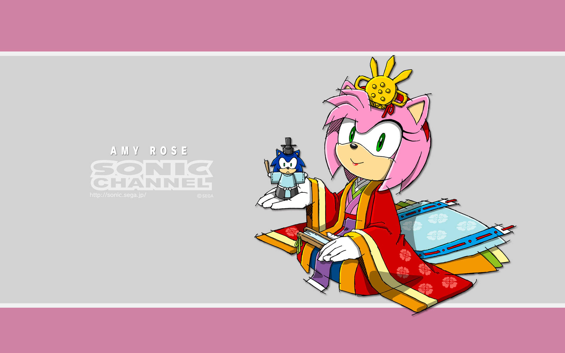 Amy Rose, kimono, pink hedgehog, Full HD Desktop Wallpaper