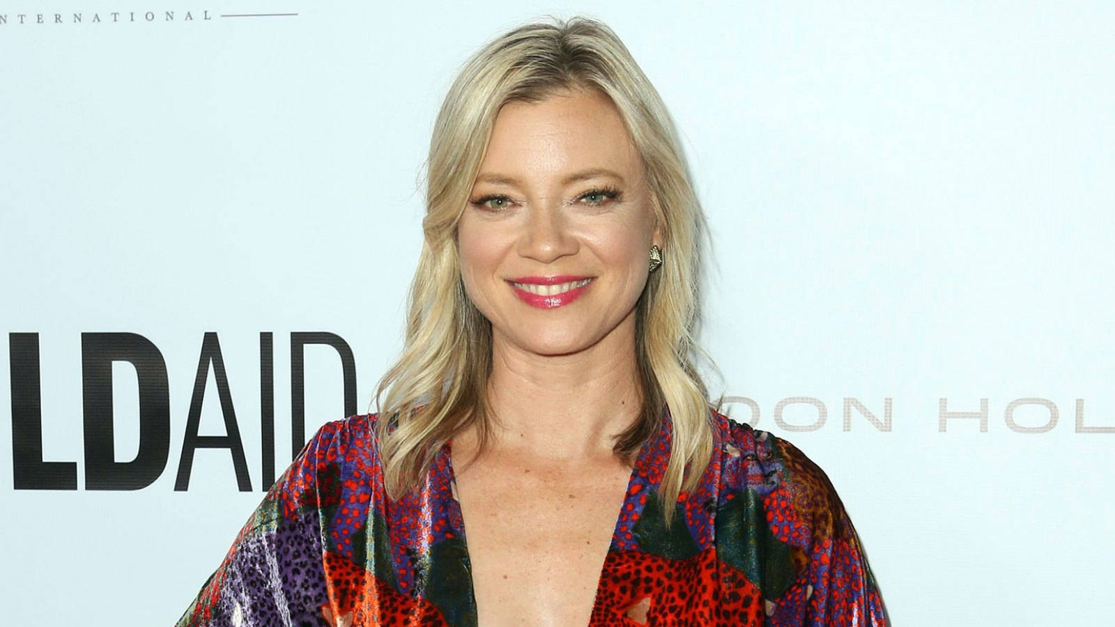 Amy Smart, colorful patterned top, light blue backdrop, HD Desktop Wallpaper