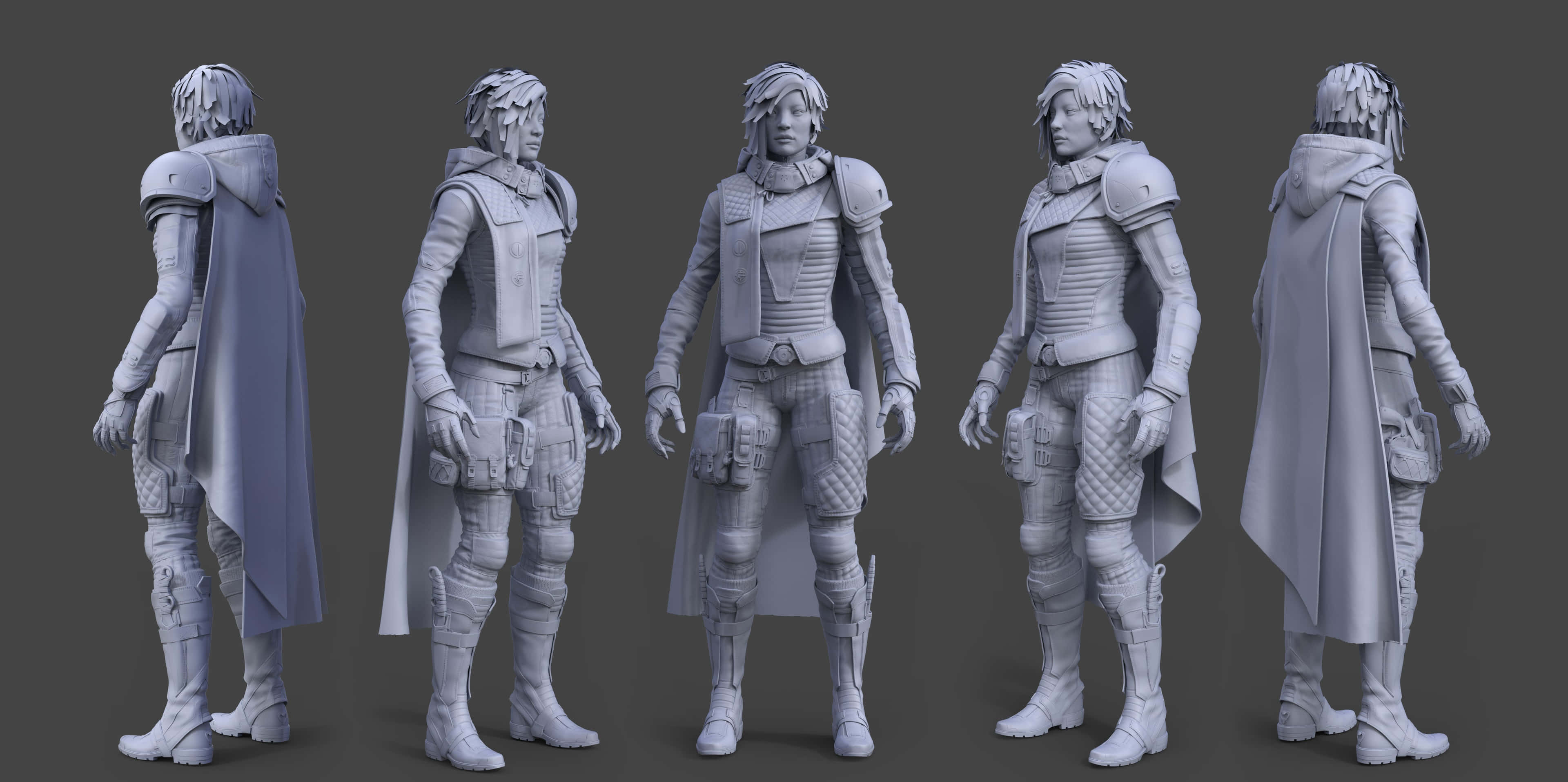 Ana Bray, grayscale, 3D character model, 4K Desktop Wallpaper