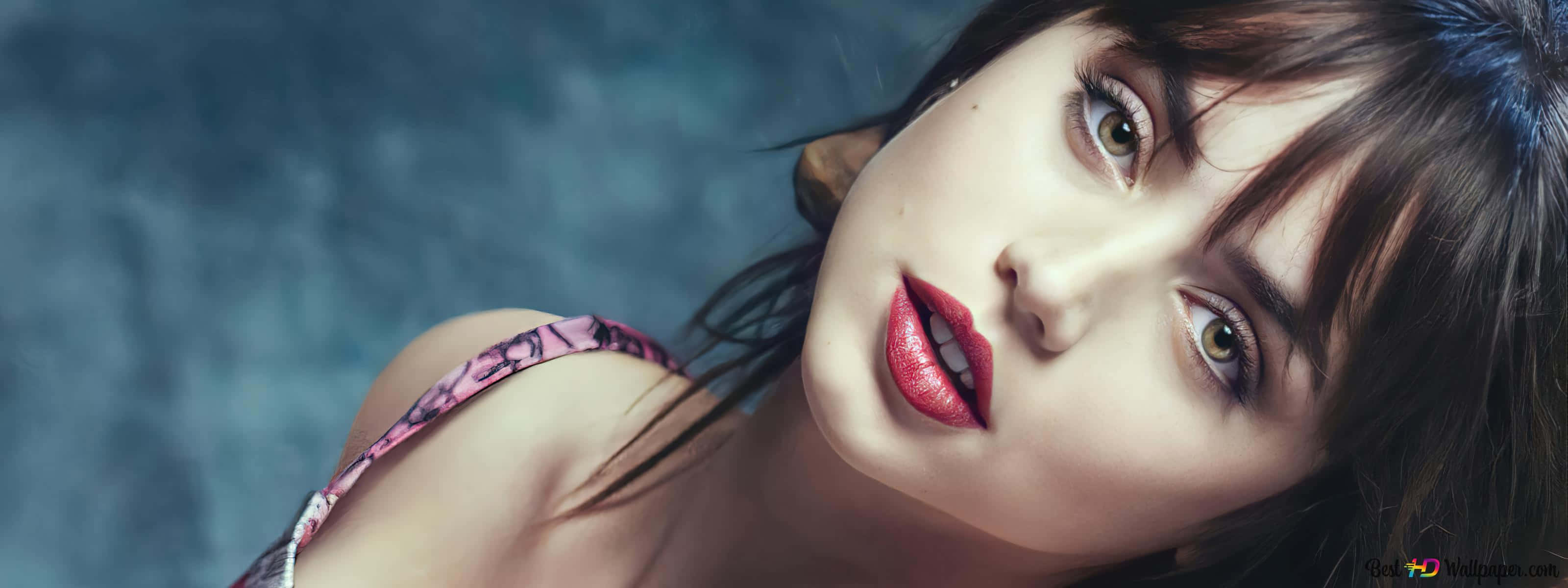 Ana De Armas, red lips, dark hair, 2K Desktop Wallpaper