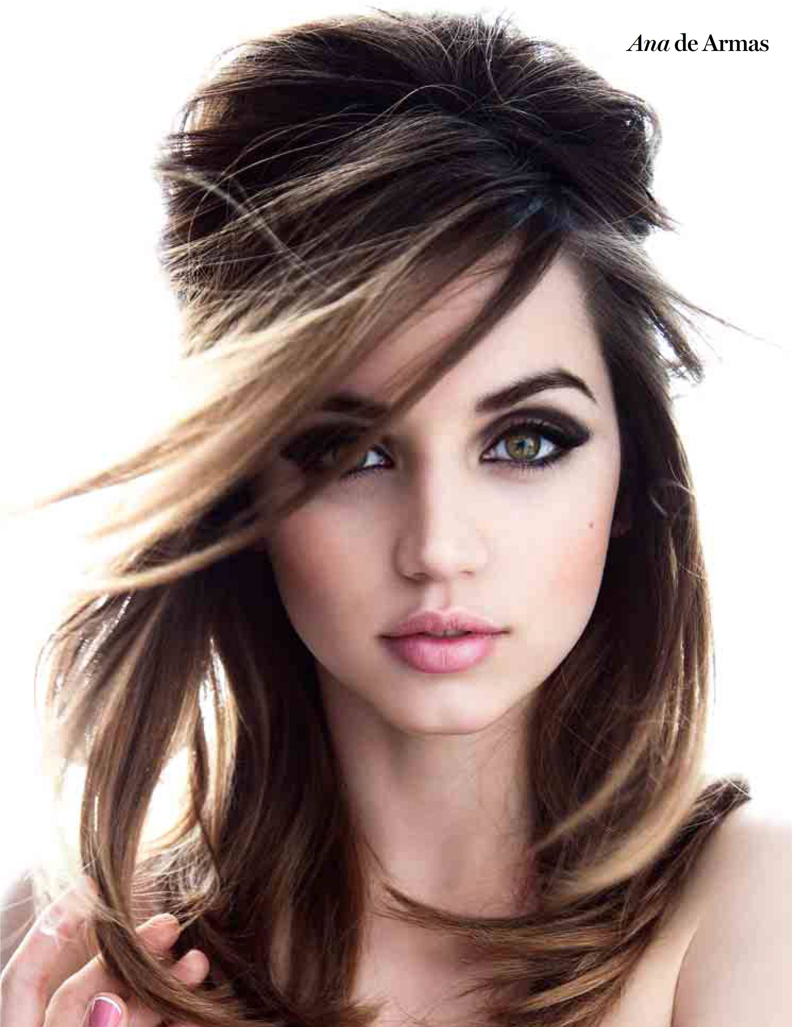 Ana De Armas, brown hair, smoky eye makeup, 2K Phone Wallpaper