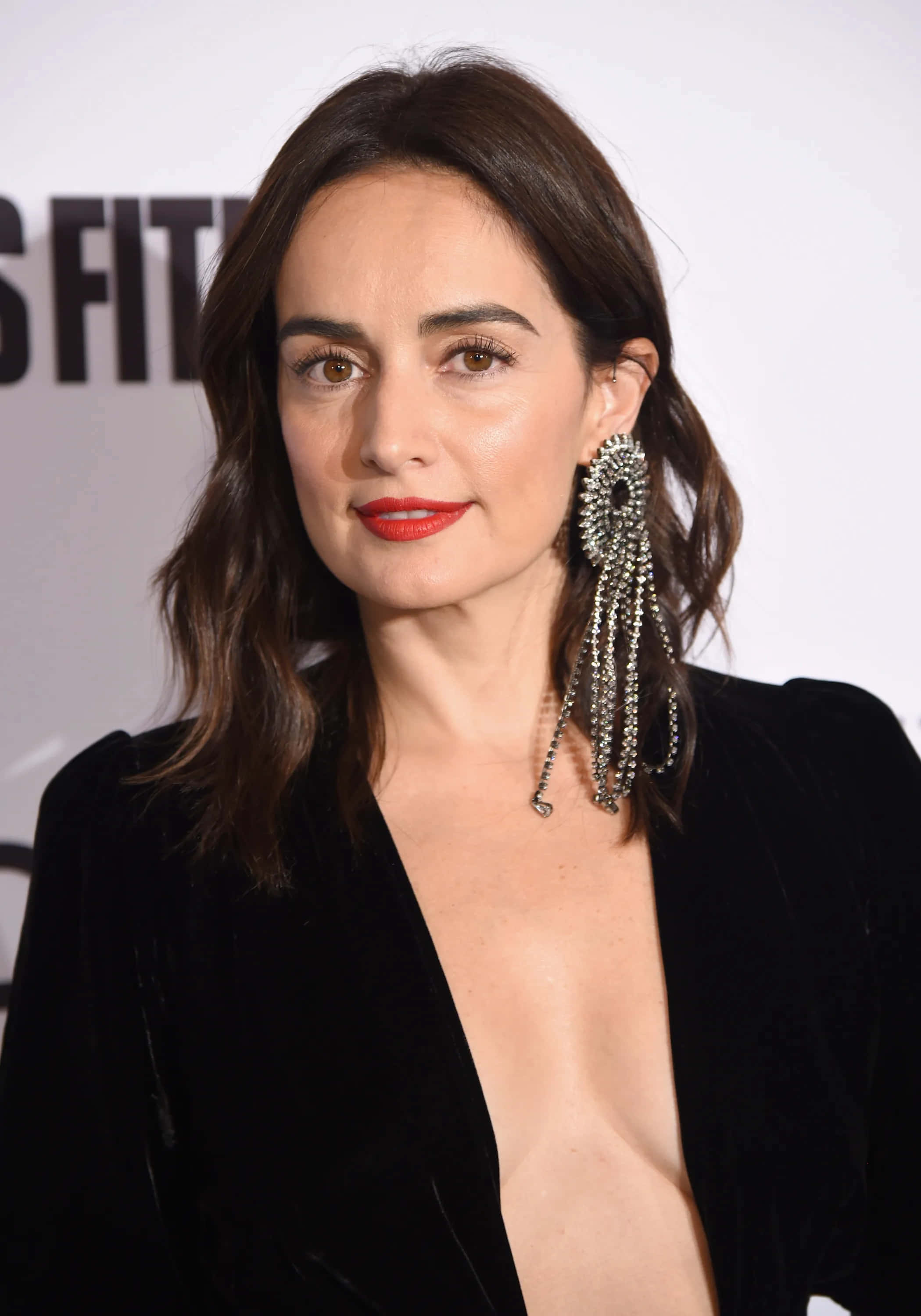 Ana De La Reguera, black velvet top, sparkling dangling earrings, 2K Phone Wallpaper