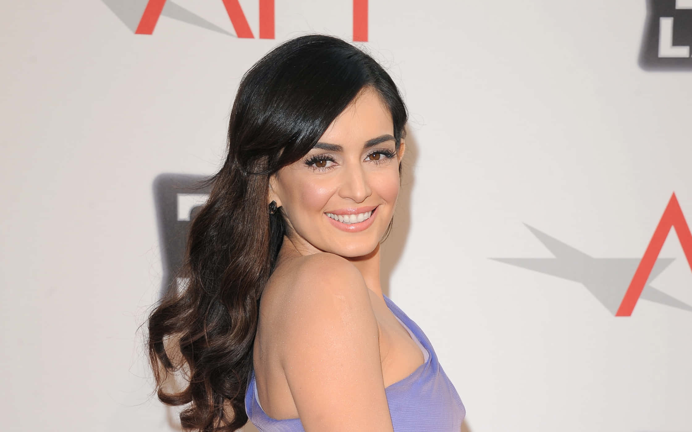 Ana De La Reguera, lavender dress, red carpet event, Full HD Desktop Wallpaper