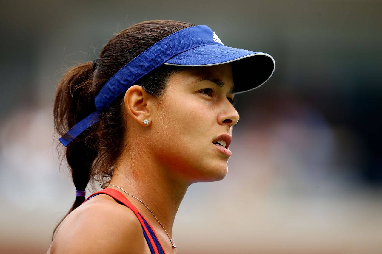 Ana Ivanovic, blue visor, red top, HD Desktop Wallpaper