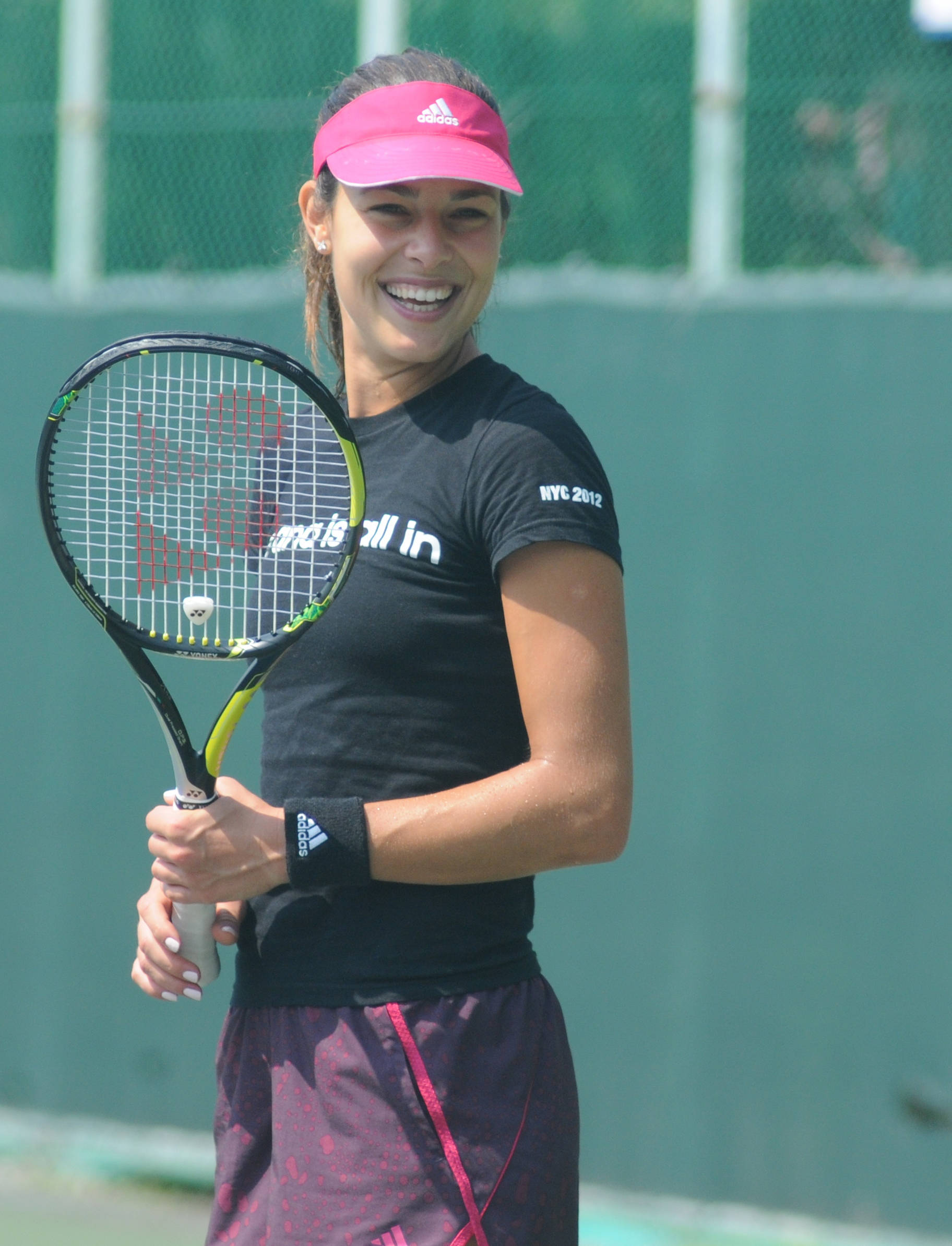 Ana Ivanovic, pink visor, black shirt, Full HD Phone Wallpaper