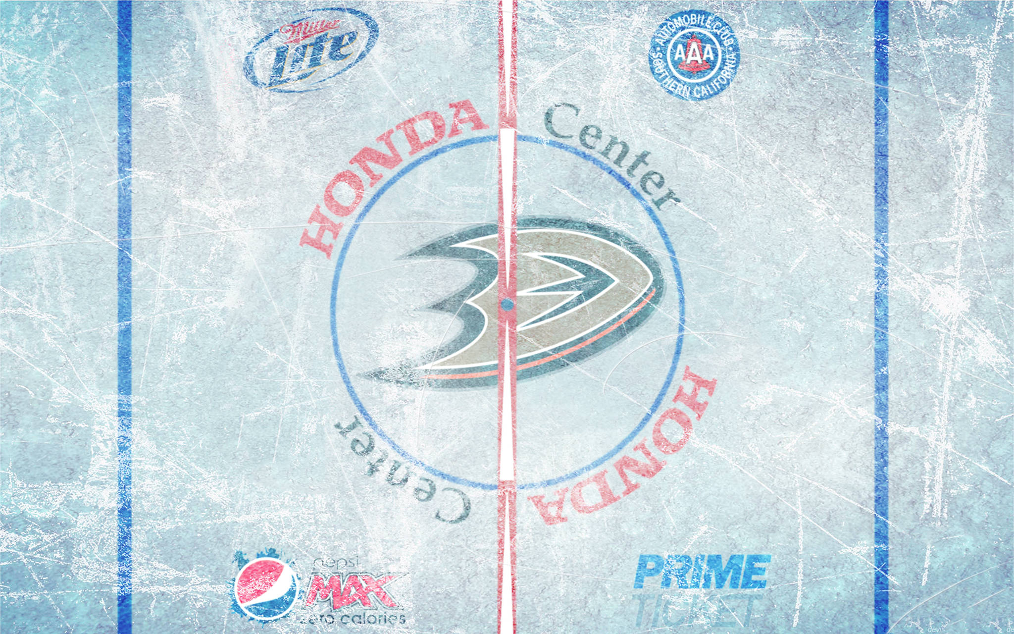 Anaheim Ducks, ice hockey rink, center faceoff circle, Full HD Desktop Wallpaper