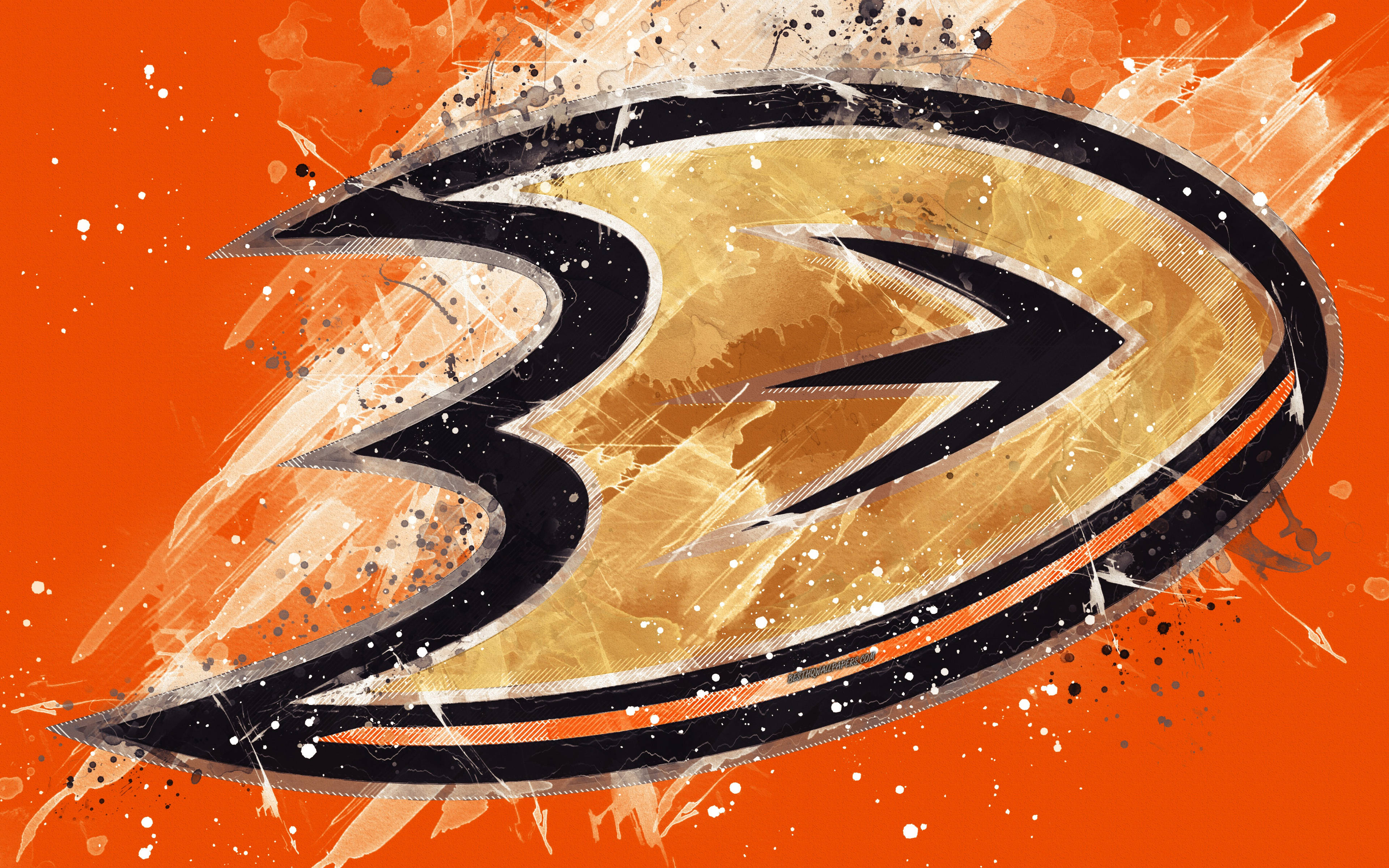 Anaheim Ducks, gold, black, 4K Desktop Wallpaper