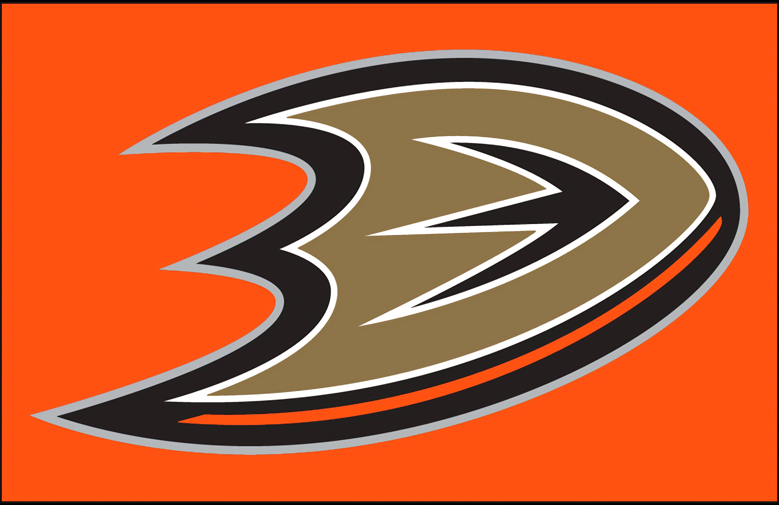 2013 Anaheim Ducks, Anaheim Ducks logo, black brown and white stylized duck head, 2K Desktop Wallpaper