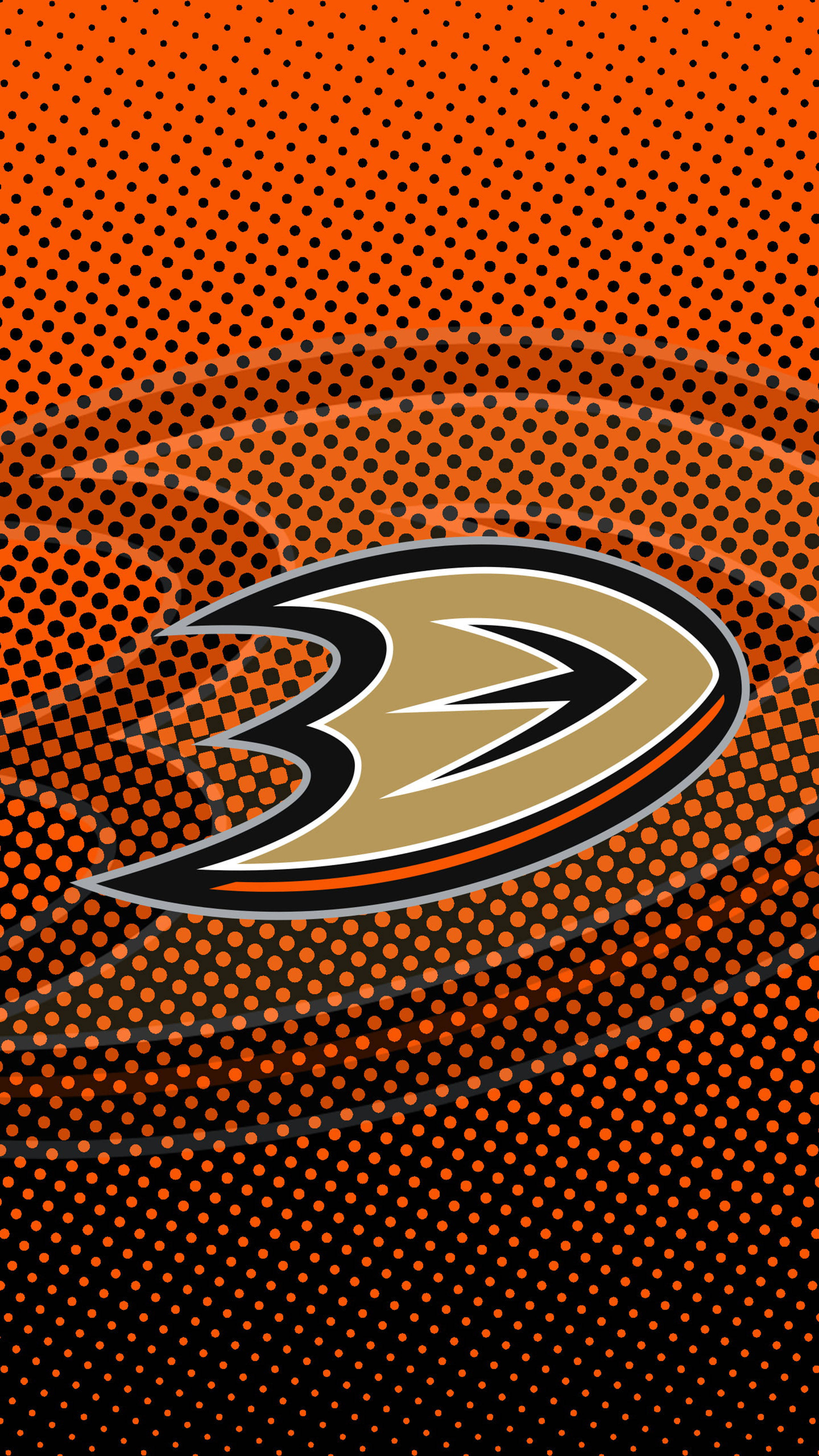 Anaheim Ducks, orange and black, halftone pattern, 4K Phone Wallpaper