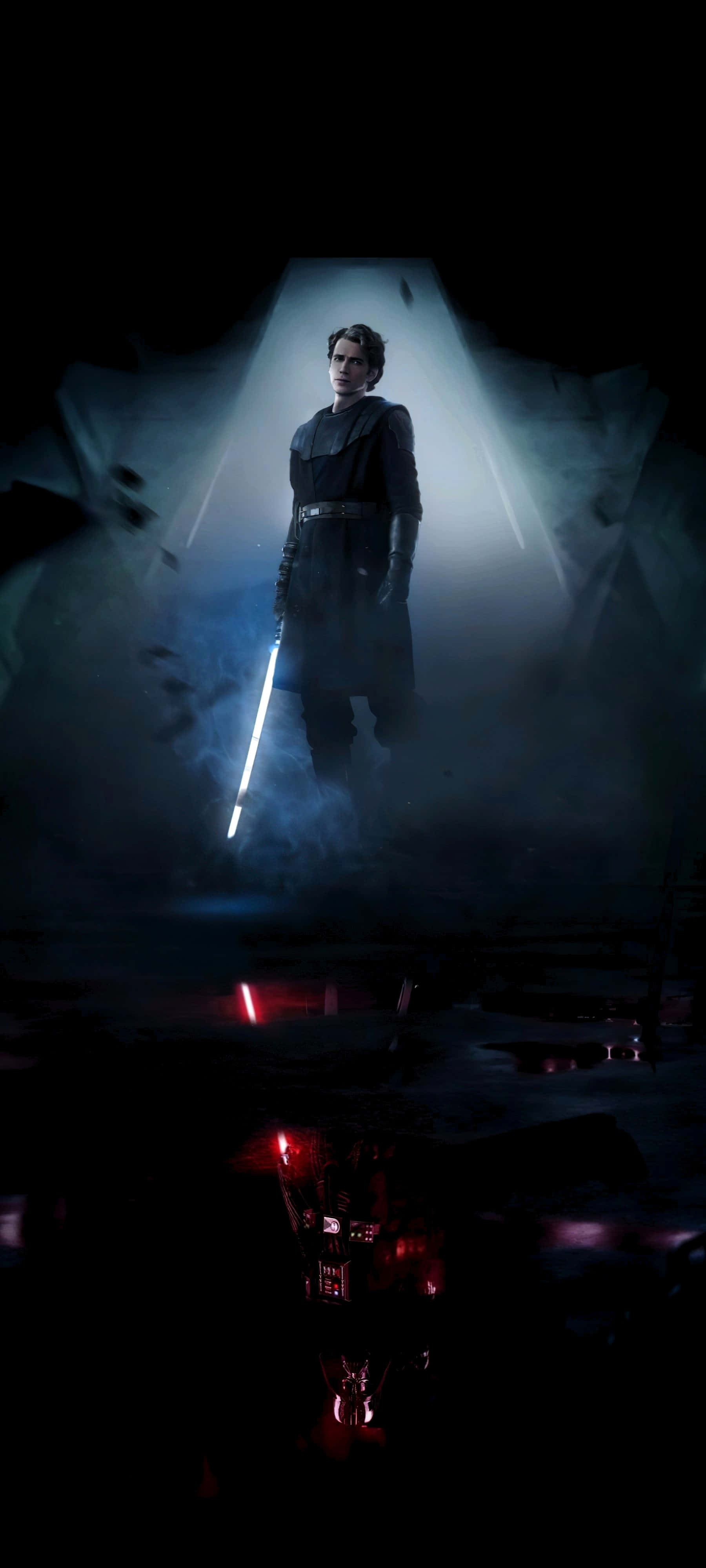 Anakin Skywalker, lightsaber, blue lightsaber, 4K Phone Wallpaper