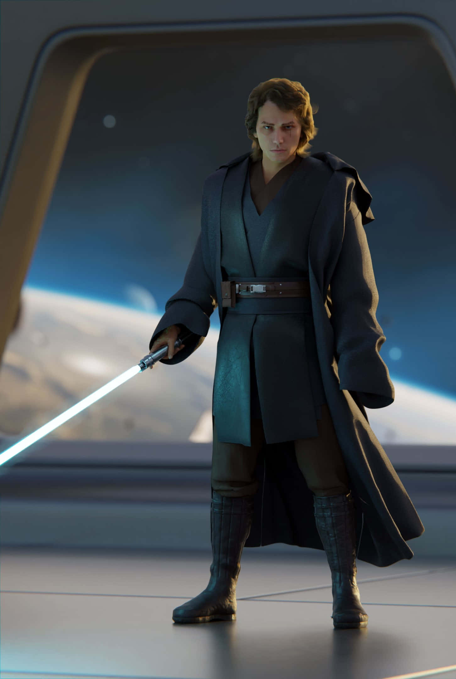 Anakin Skywalker, lightsaber, blue lightsaber, Full HD Phone Wallpaper