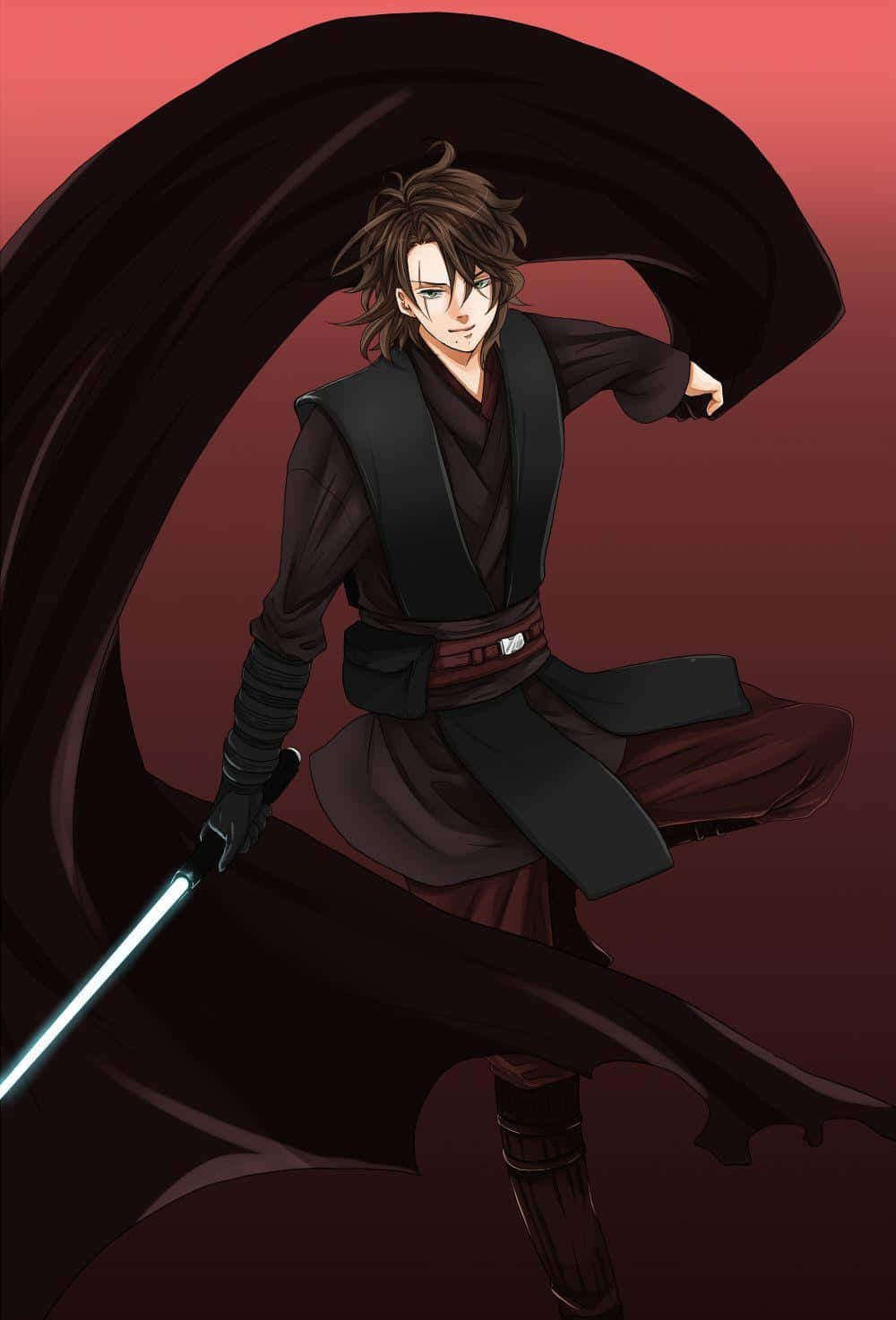 Anakin Skywalker, lightsaber, glowing blue lightsaber, HD Phone Wallpaper