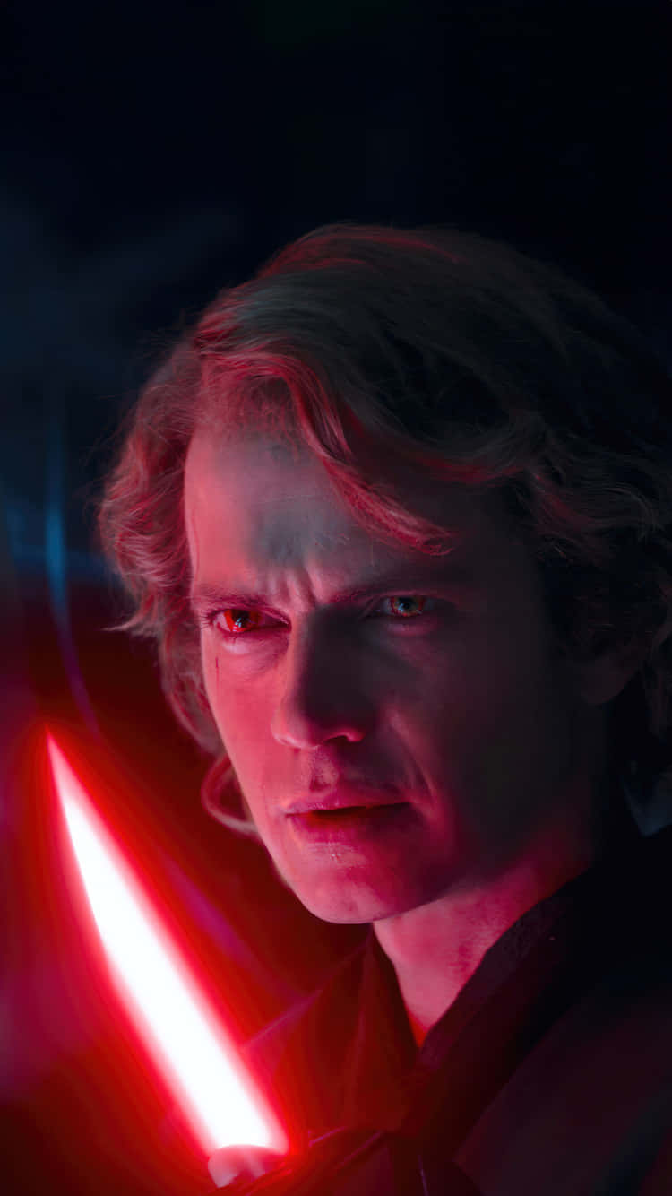 Anakin Skywalker, red lightsaber, glow, HD Phone Wallpaper