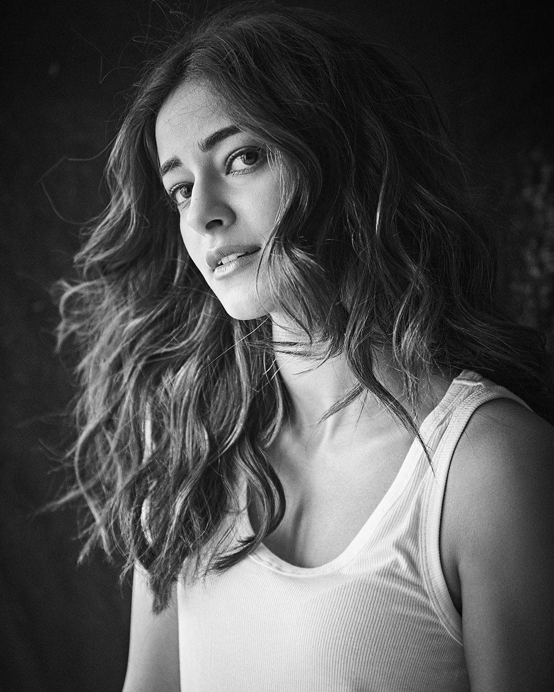 Ananya Pandey, black and white portrait, young woman, HD Phone Wallpaper