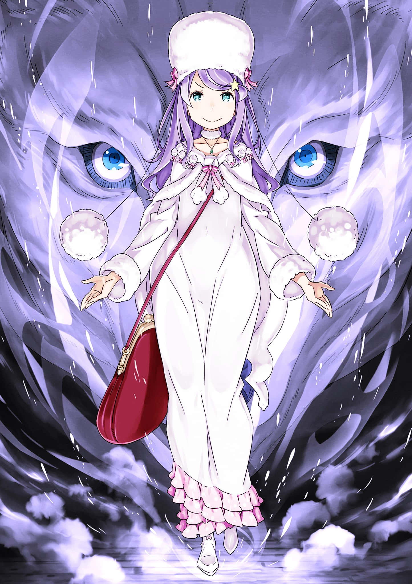 Anastasia Hoshin, white winter coat, hat, Full HD Phone Wallpaper