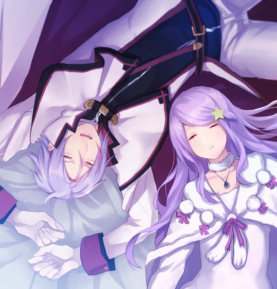 Anastasia Hoshin, purple hair, soft purple bedding, SD Phone Wallpaper