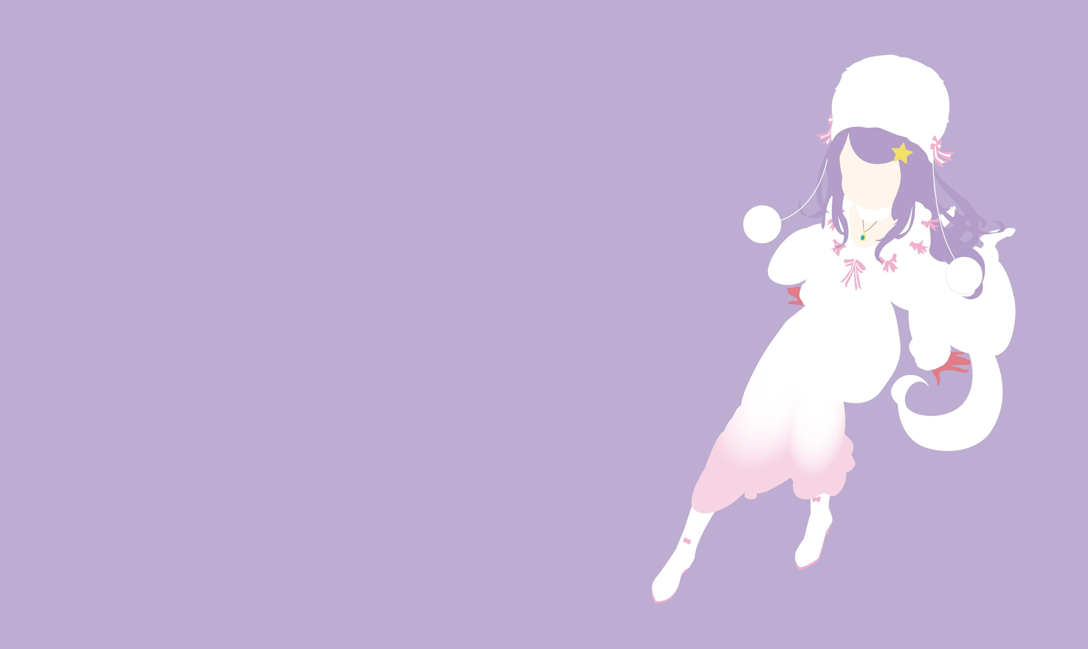 Anastasia Hoshin, white winter outfit, fluffy hat, 2K Desktop Wallpaper
