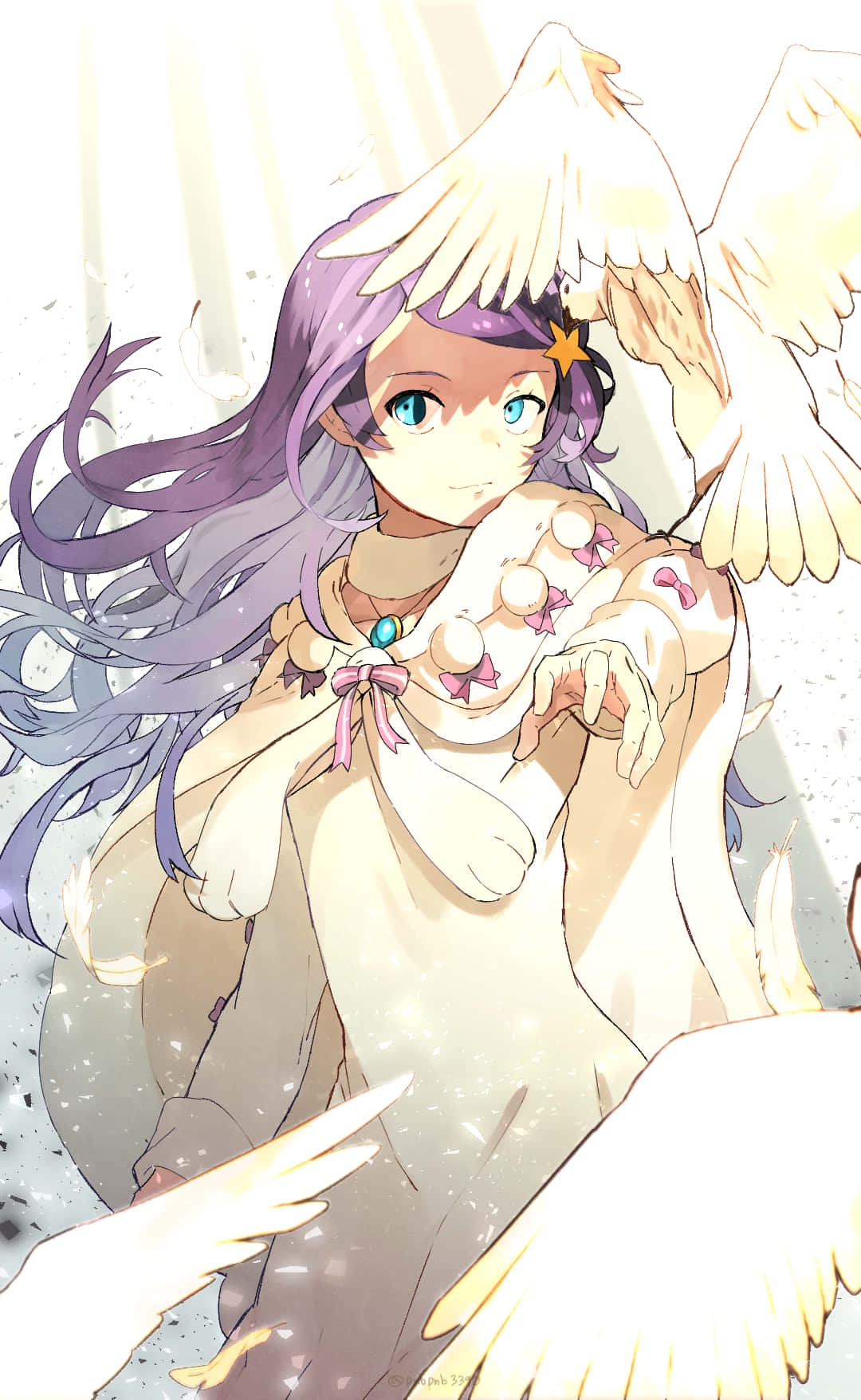 Anastasia Hoshin, purple hair, white wings, HD Phone Wallpaper