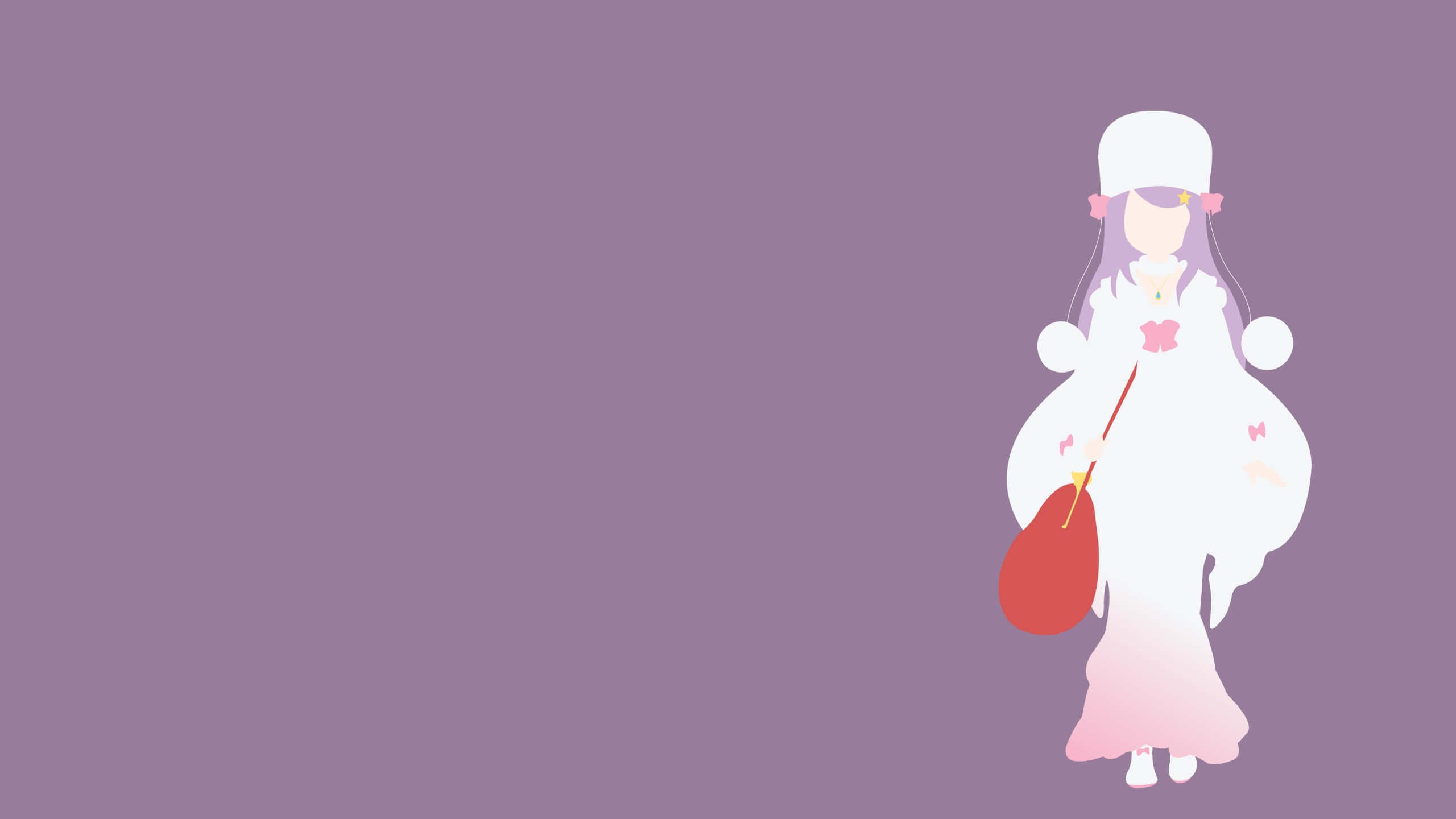 Anastasia Hoshin, white dress, pink accents, 2K Desktop Wallpaper