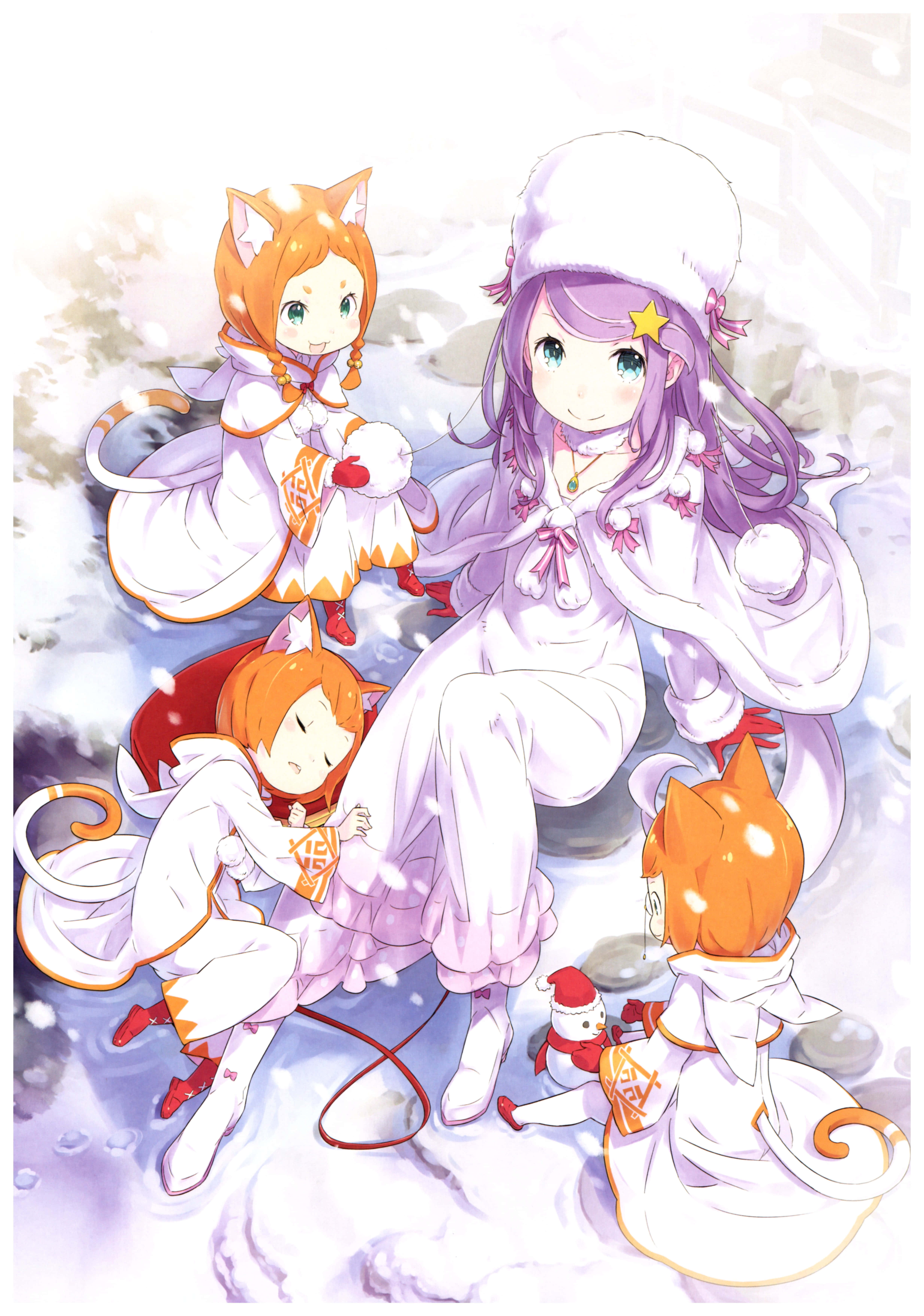 Anastasia Hoshin, fox ears, white winter outfits, 5K Phone Wallpaper