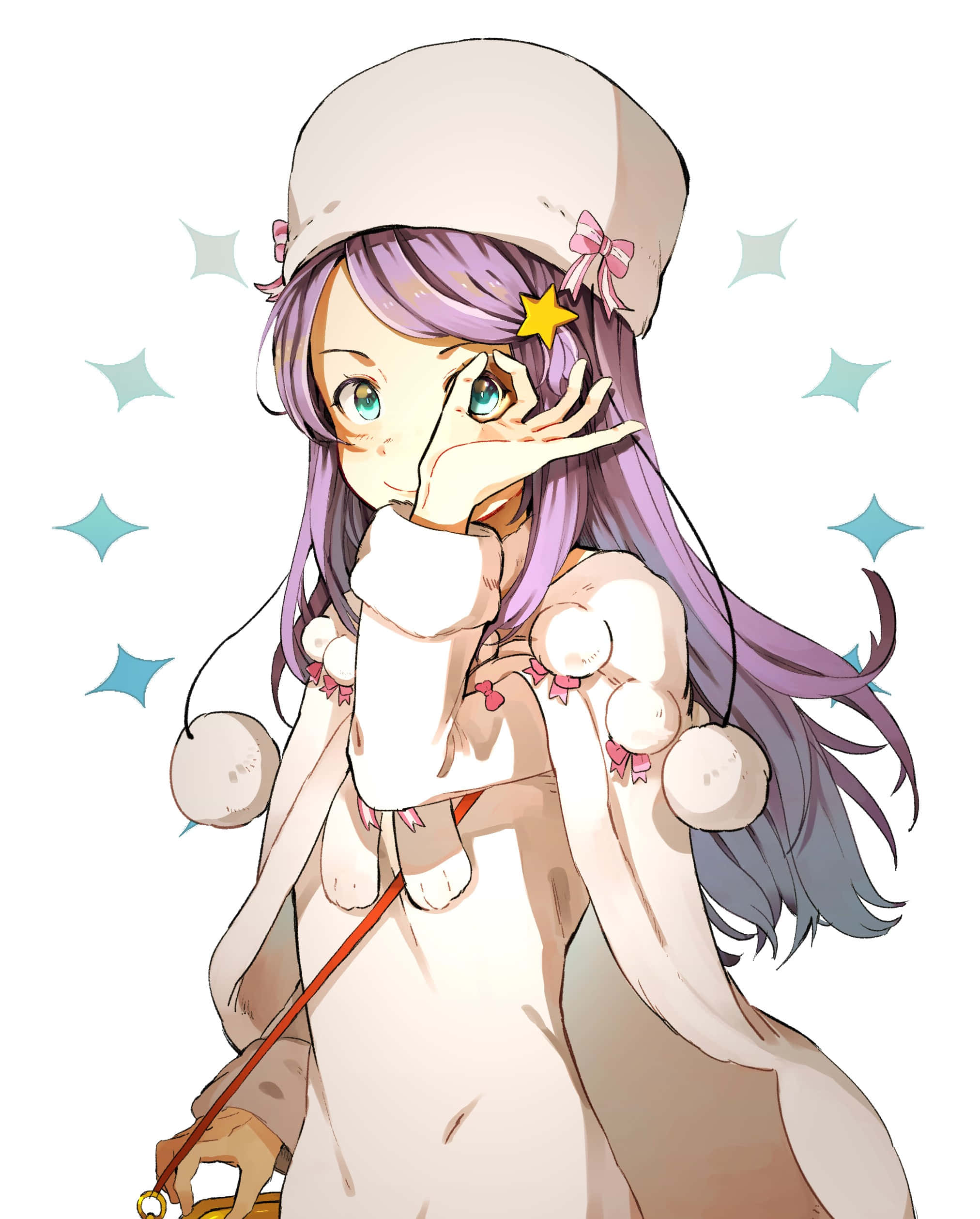 Anastasia Hoshin, white gown, purple hair, Full HD Phone Wallpaper