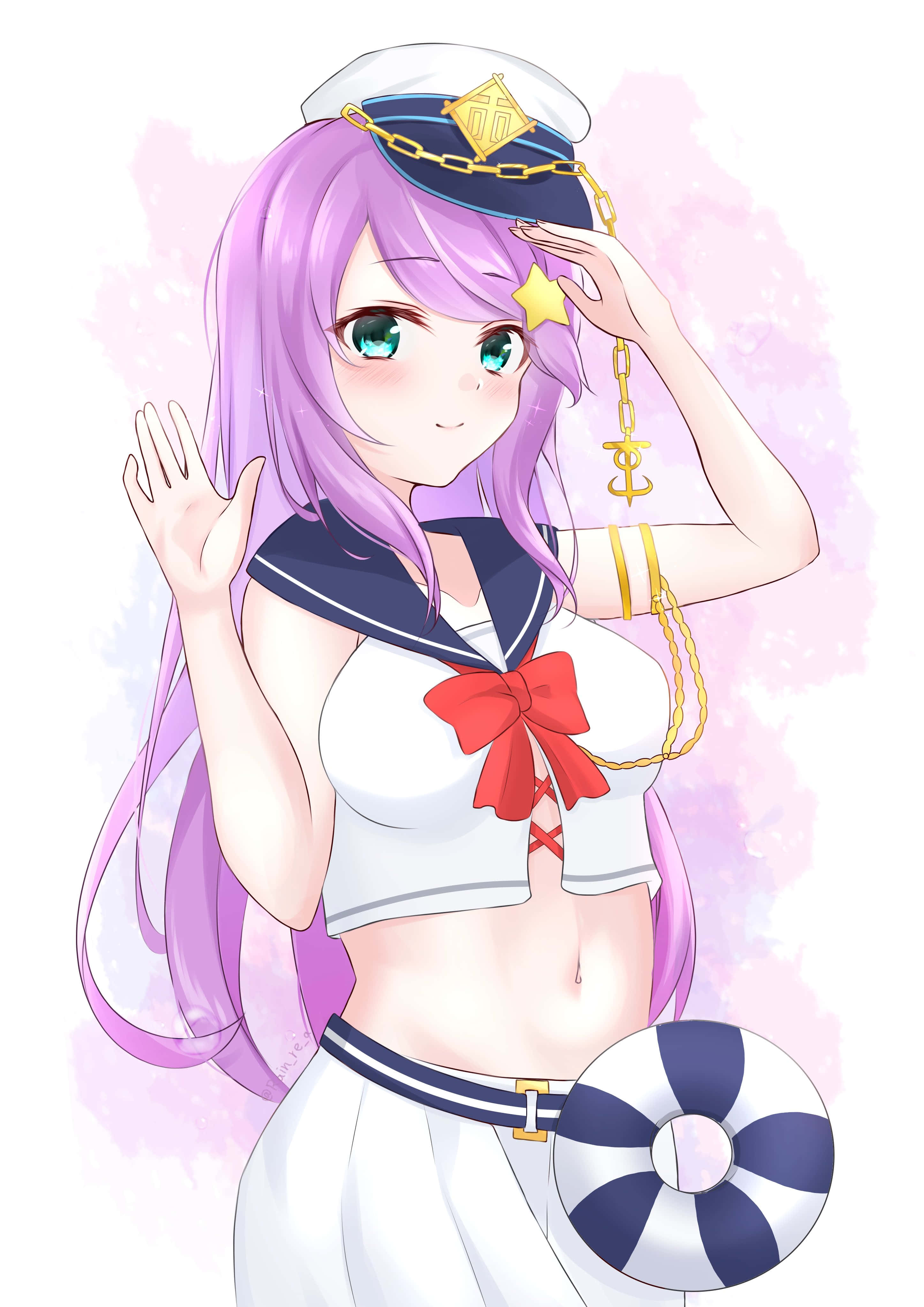 Anastasia Hoshin, purple hair, green eyes, 4K Phone Wallpaper