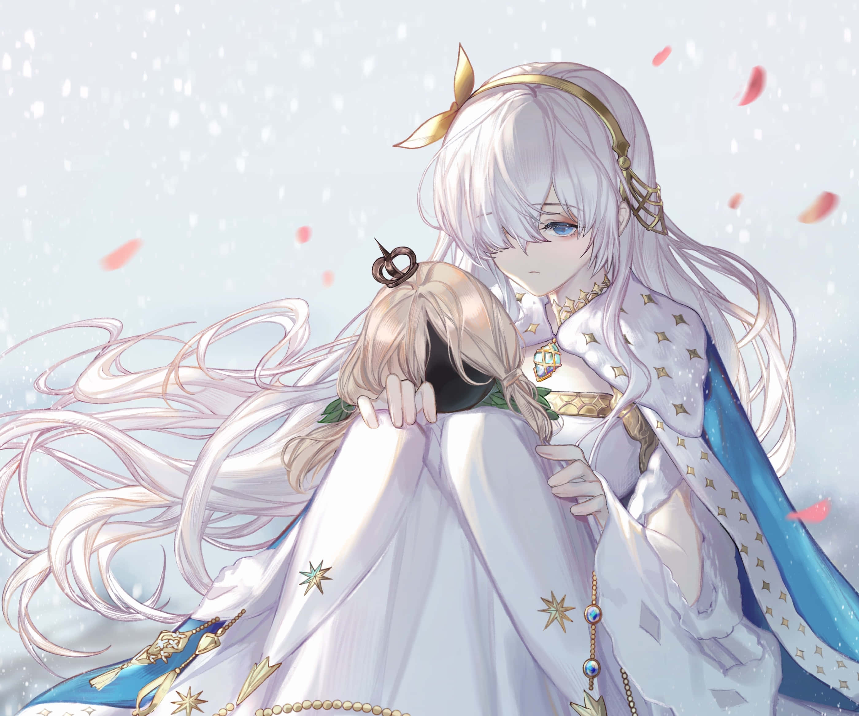 Anastasia Nikolaevna Romanova, silver hair, blue eyes, 2K Desktop Wallpaper