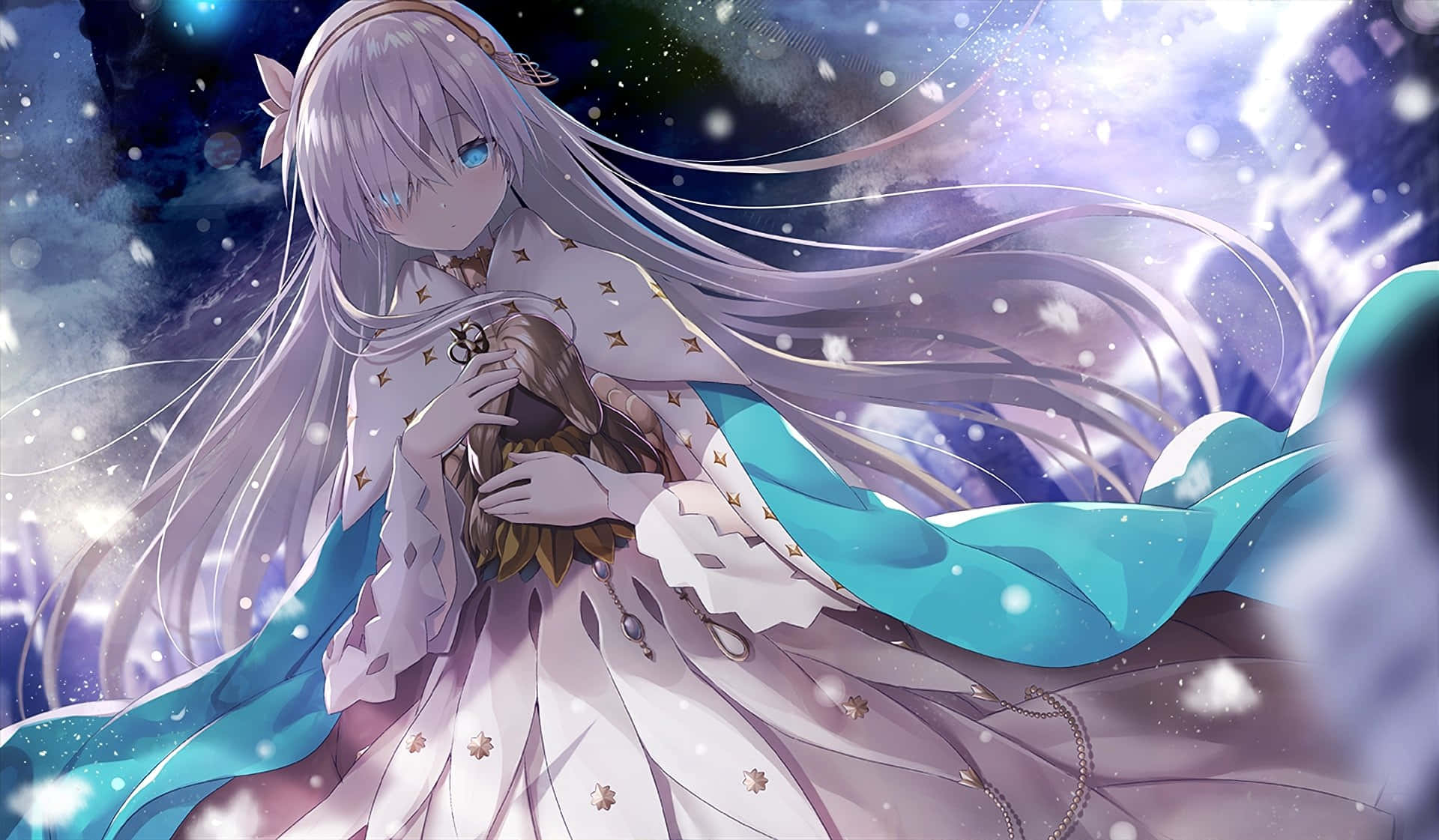 Anastasia Nikolaevna Romanova, silver hair, blue eyes, Full HD Desktop Wallpaper