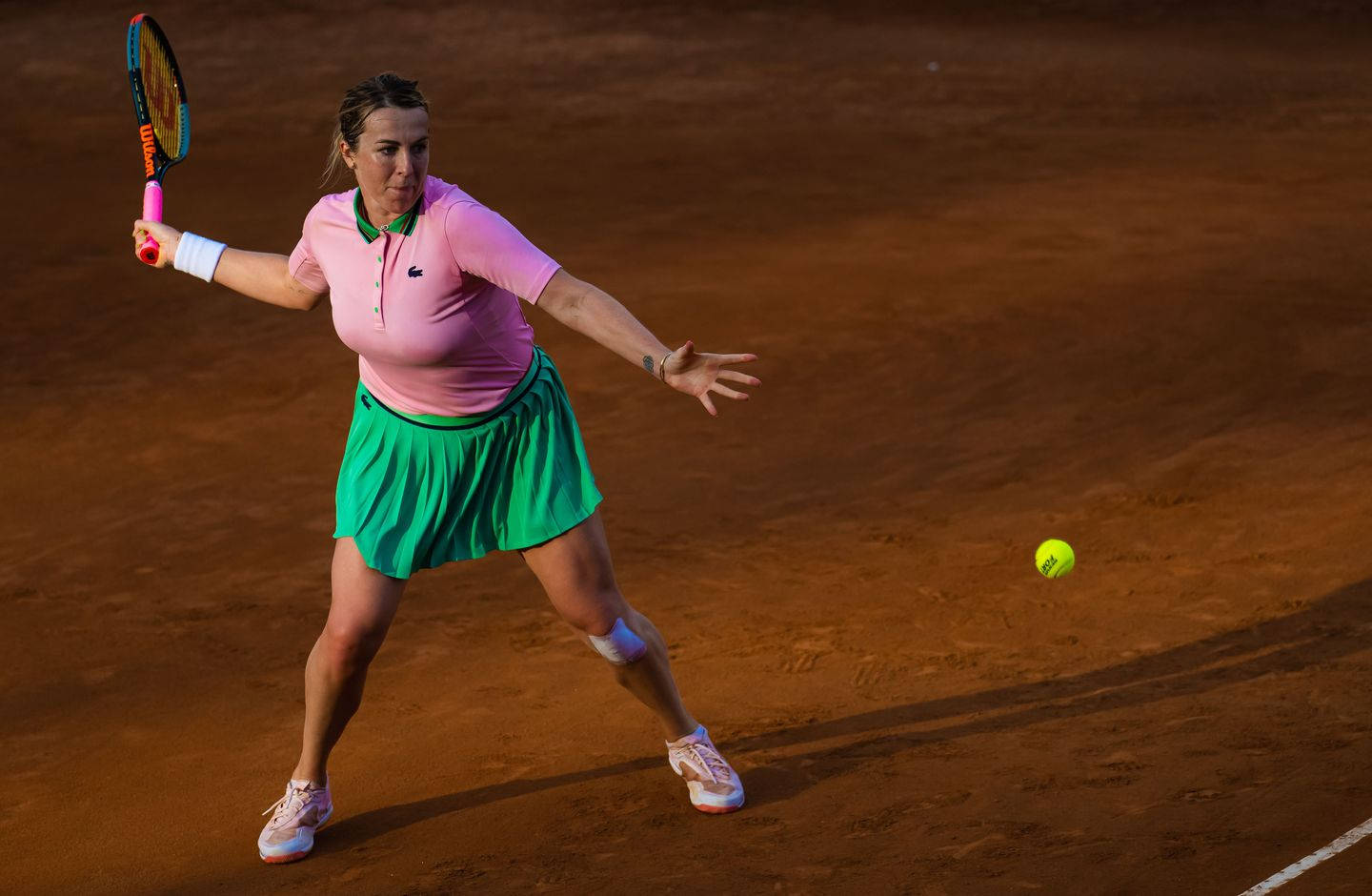 Anastasia Pavlyuchenkova, pink and green, yellow ball, HD Desktop Wallpaper
