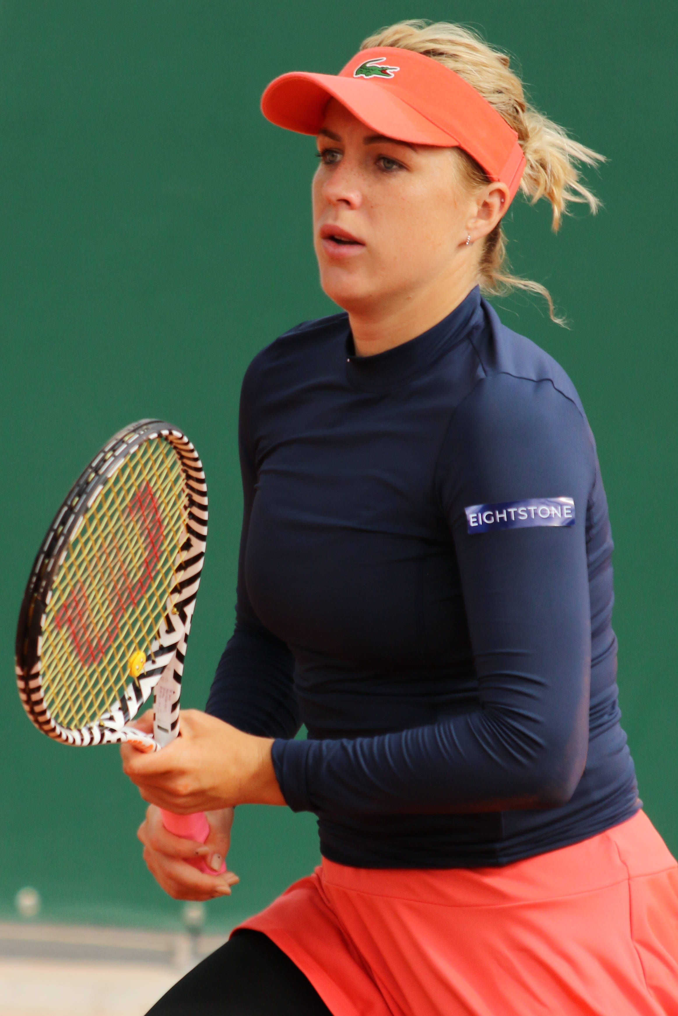 Anastasia Pavlyuchenkova, navy and coral gear, racket, 2K Phone Wallpaper