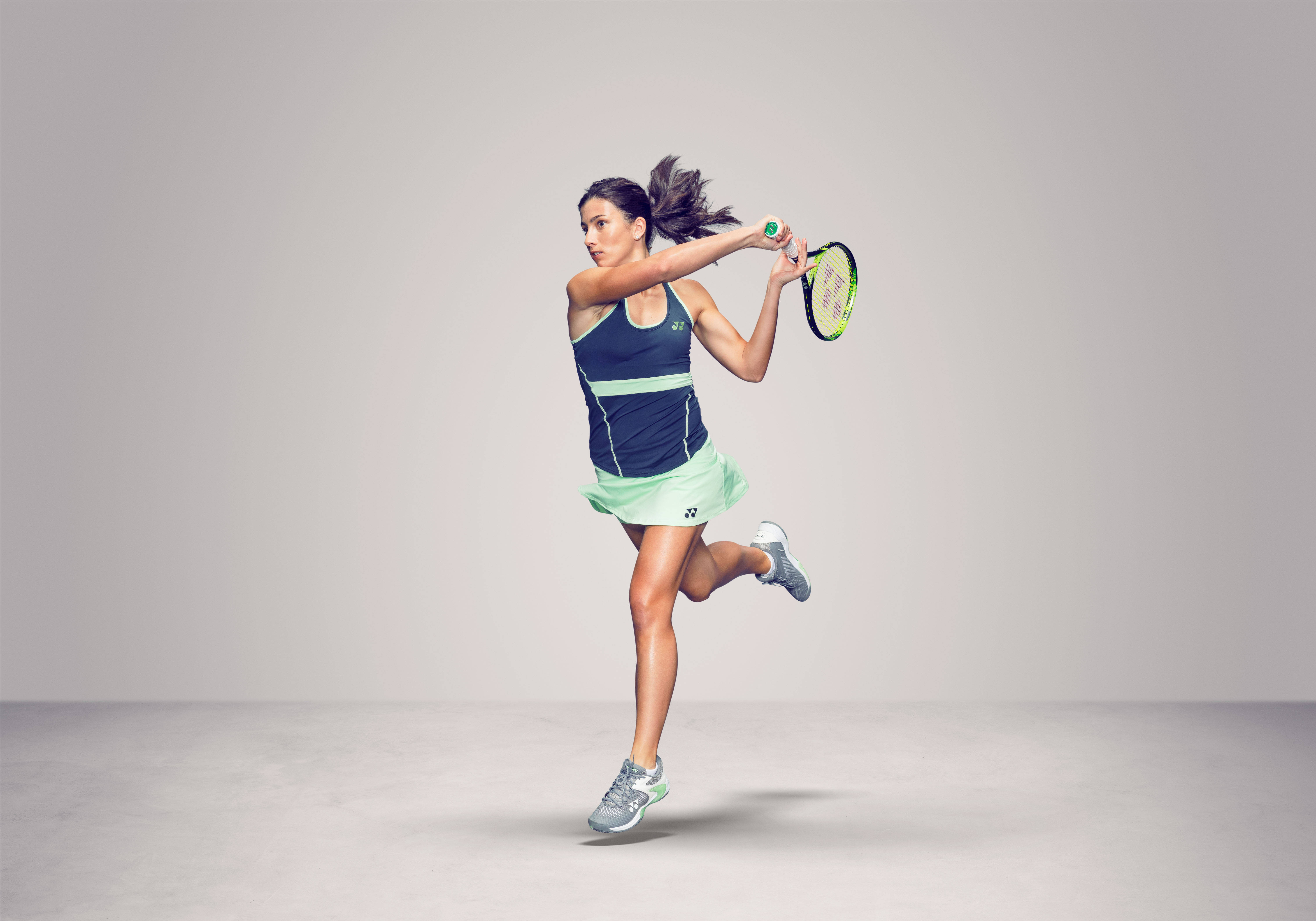 Anastasija Sevastova, tennis player, mid-swing, 5K Desktop Wallpaper
