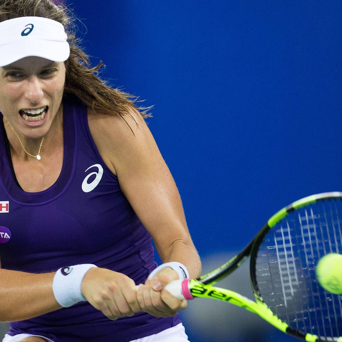 Anastasija Sevastova, neon racket, yellow ball, SD Desktop Wallpaper