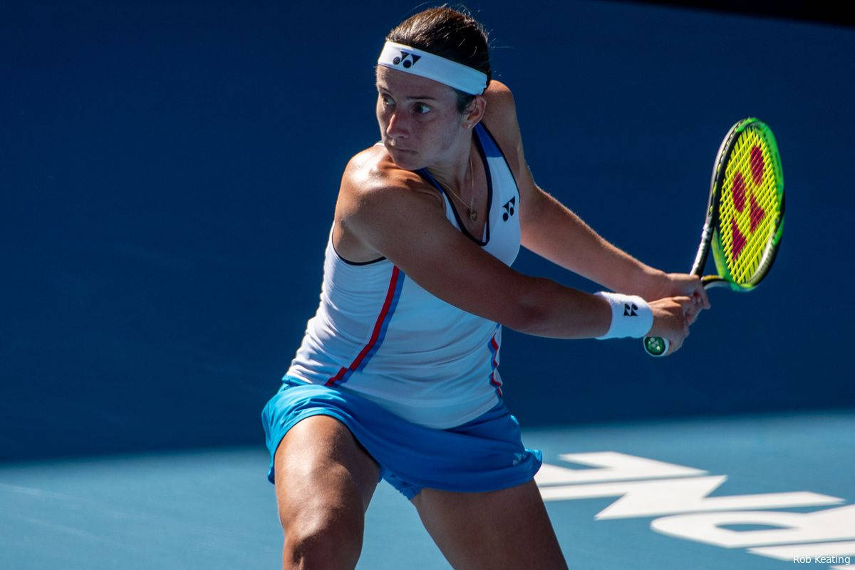 Anastasija Sevastova, double-handed grip, blue court, SD Desktop Wallpaper