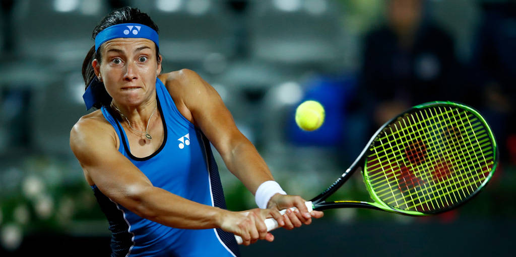 Anastasija Sevastova, tennis ball, blue gear, SD Desktop Wallpaper