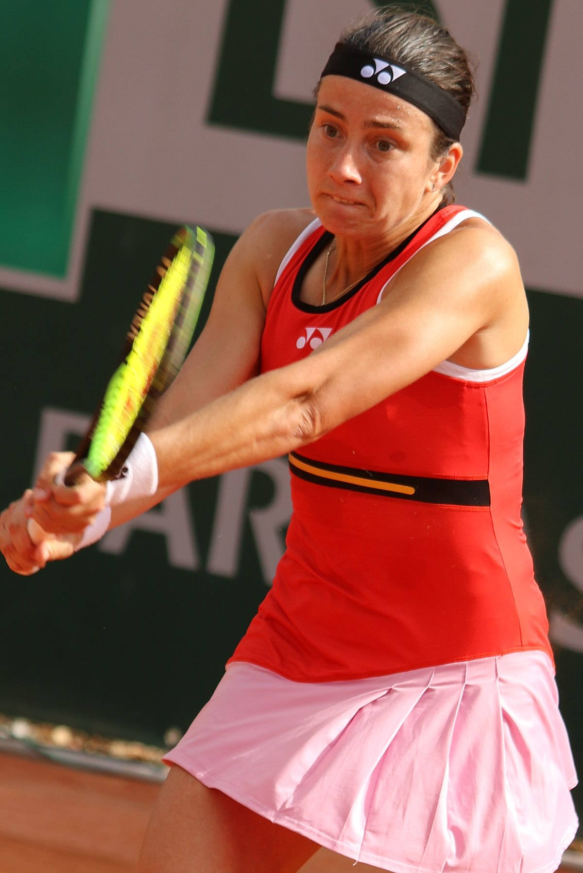 Anastasija Sevastova, red top, pink skirt, HD Phone Wallpaper