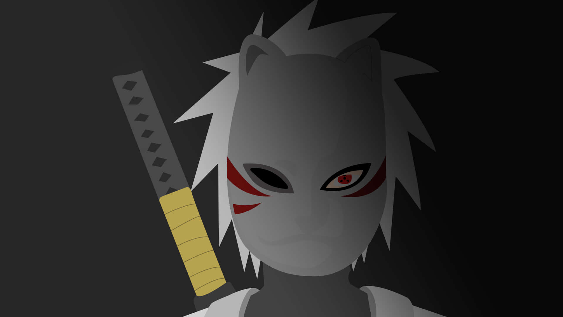 Anbu Black Ops, spiky white hair, red eye markings, Full HD Desktop Wallpaper