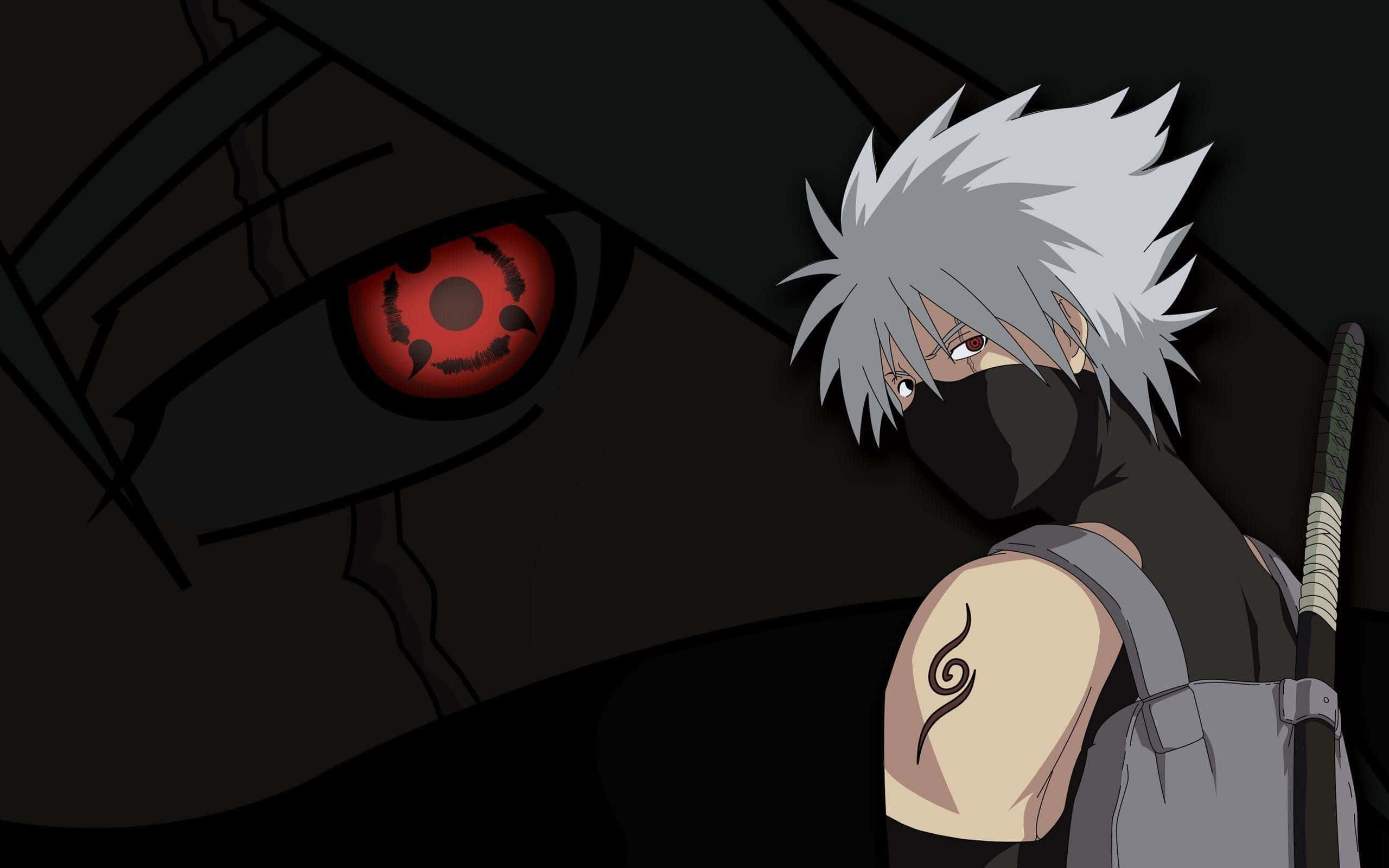 Anbu Black Ops, silver-haired masked ninja, spiral tattoo, 2K Desktop Wallpaper