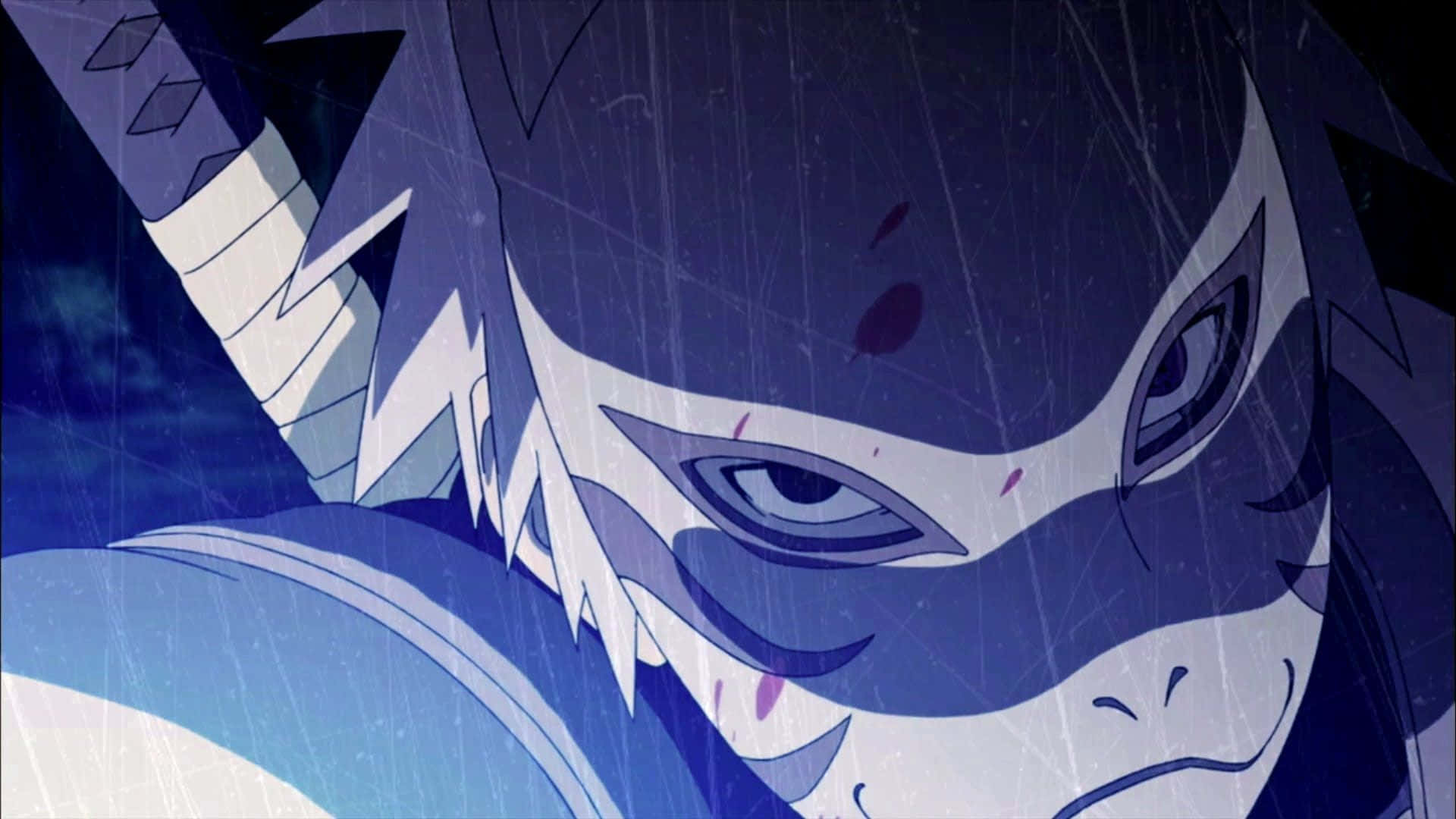 Anbu Black Ops, blue and white mask, spiky hair, Full HD Desktop Wallpaper