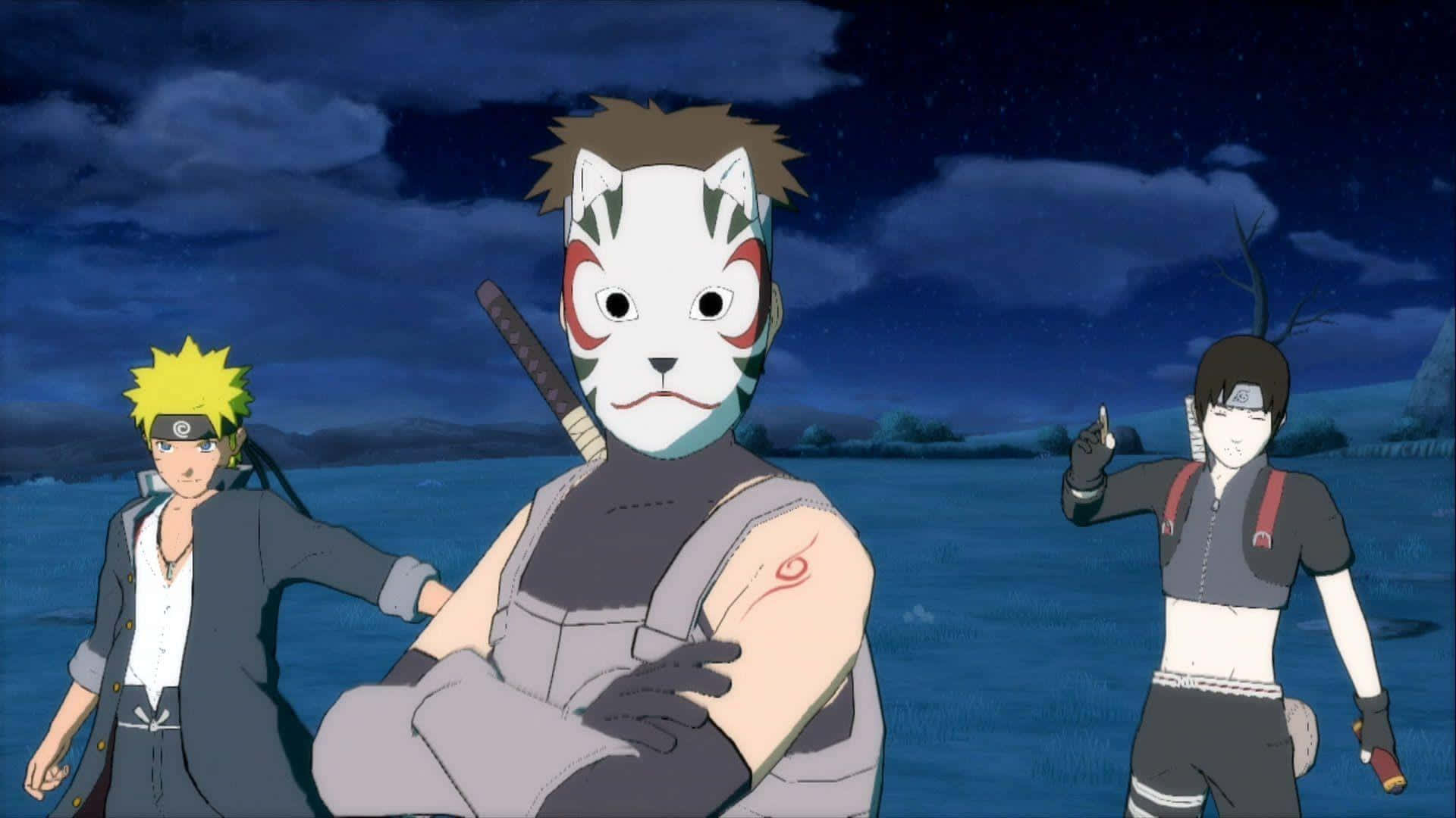 Anbu Black Ops, starry night sky, dark blue ocean, Full HD Desktop Wallpaper