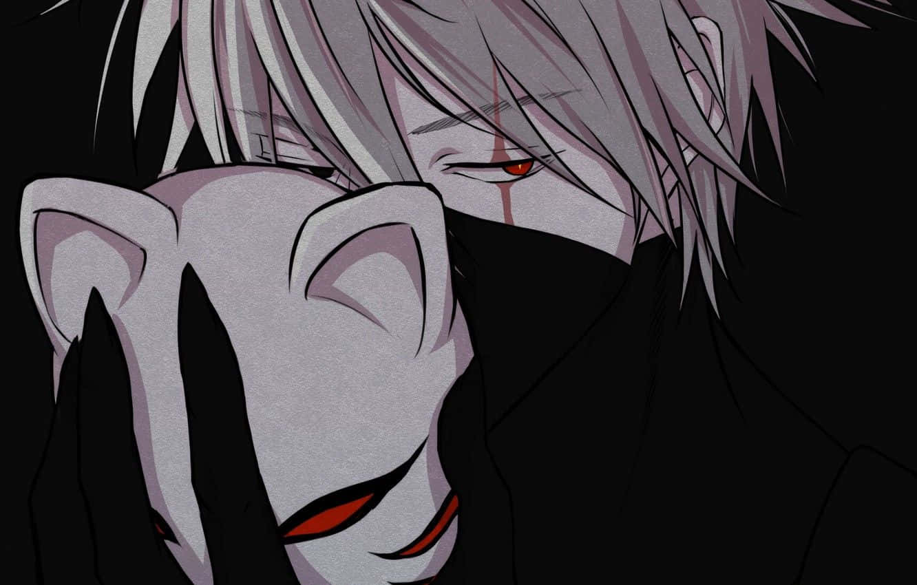Anbu Black Ops, silver-haired anime character, red eyes, HD Desktop Wallpaper