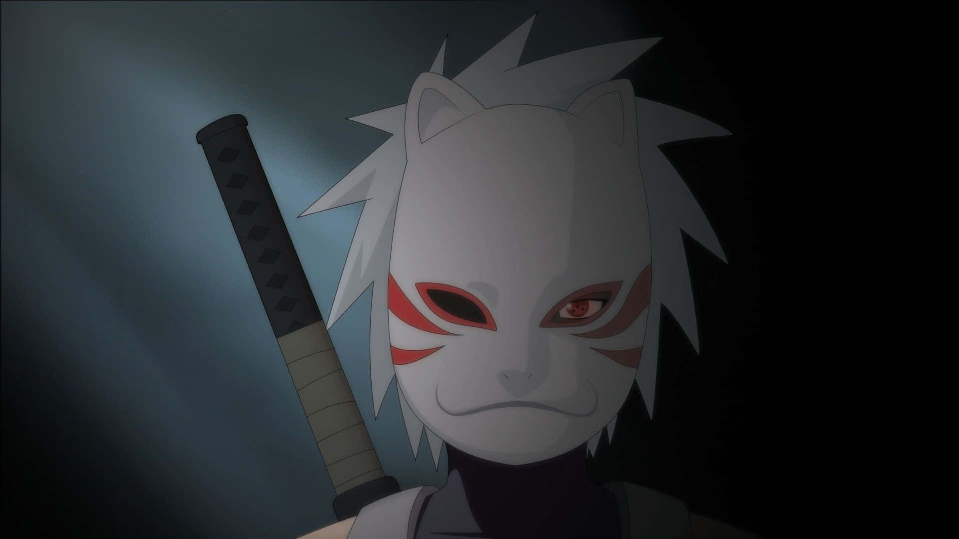 Anbu Black Ops, white spiky hair, red eyes, Full HD Desktop Wallpaper