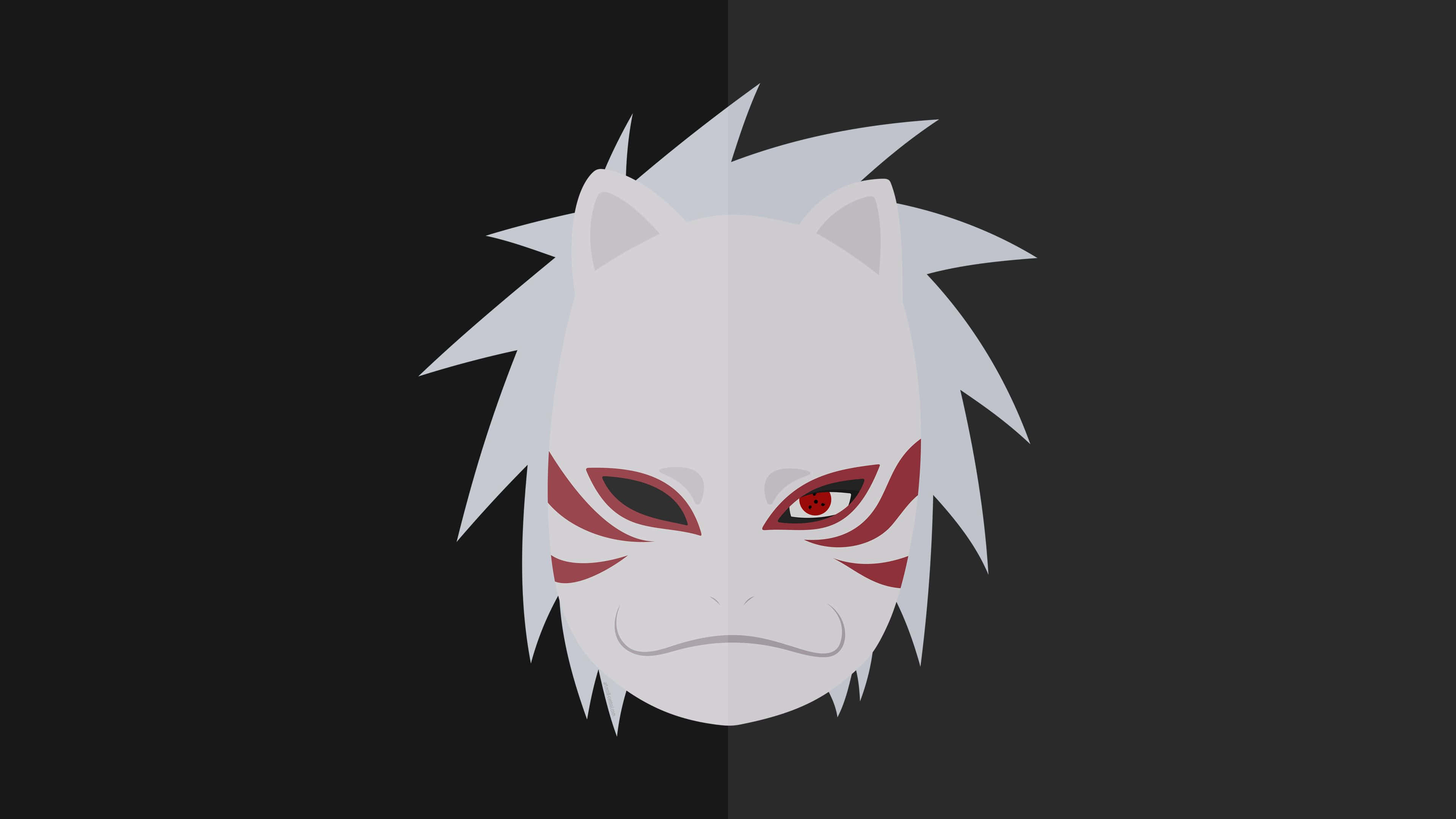 Anbu Black Ops, white fox mask, red eye markings, 4K Desktop Wallpaper